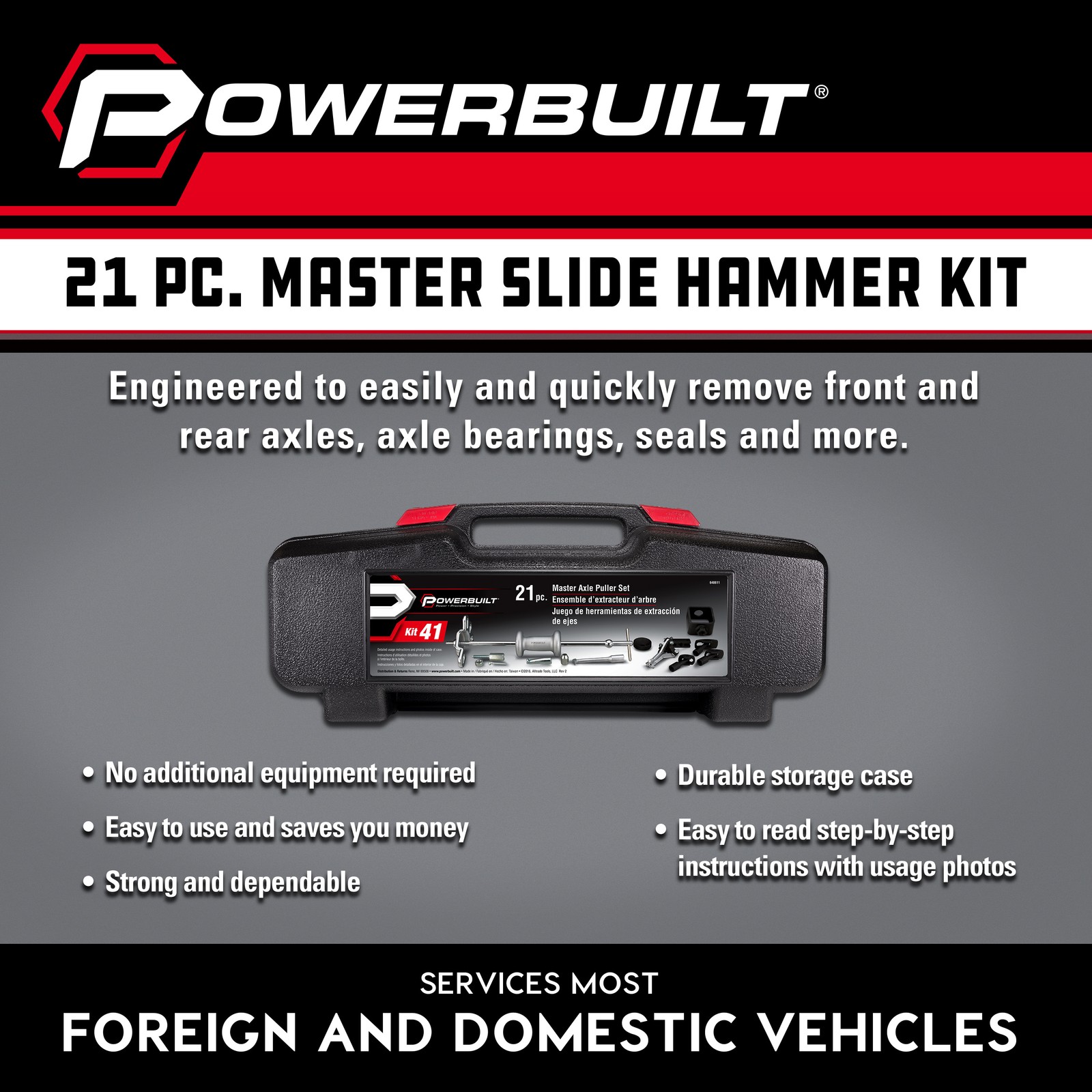 Powerbuilt 21 Piece Master Axle Puller Kit – 648611