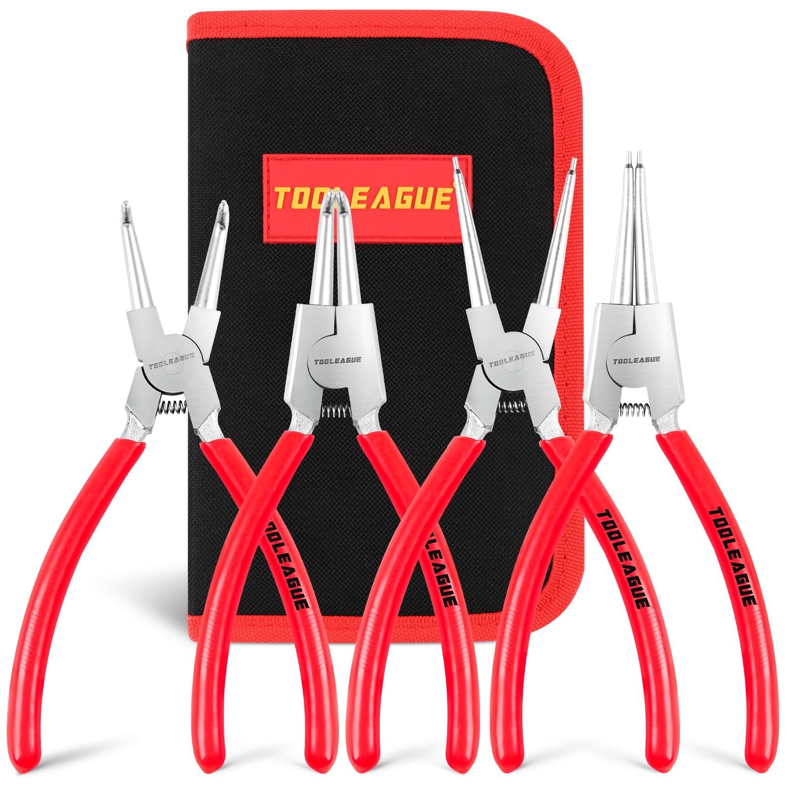 4 Pcs Heavy Duty Snap Ring Pliers Set, 9″ Internal/External Circlip Tool for Loc