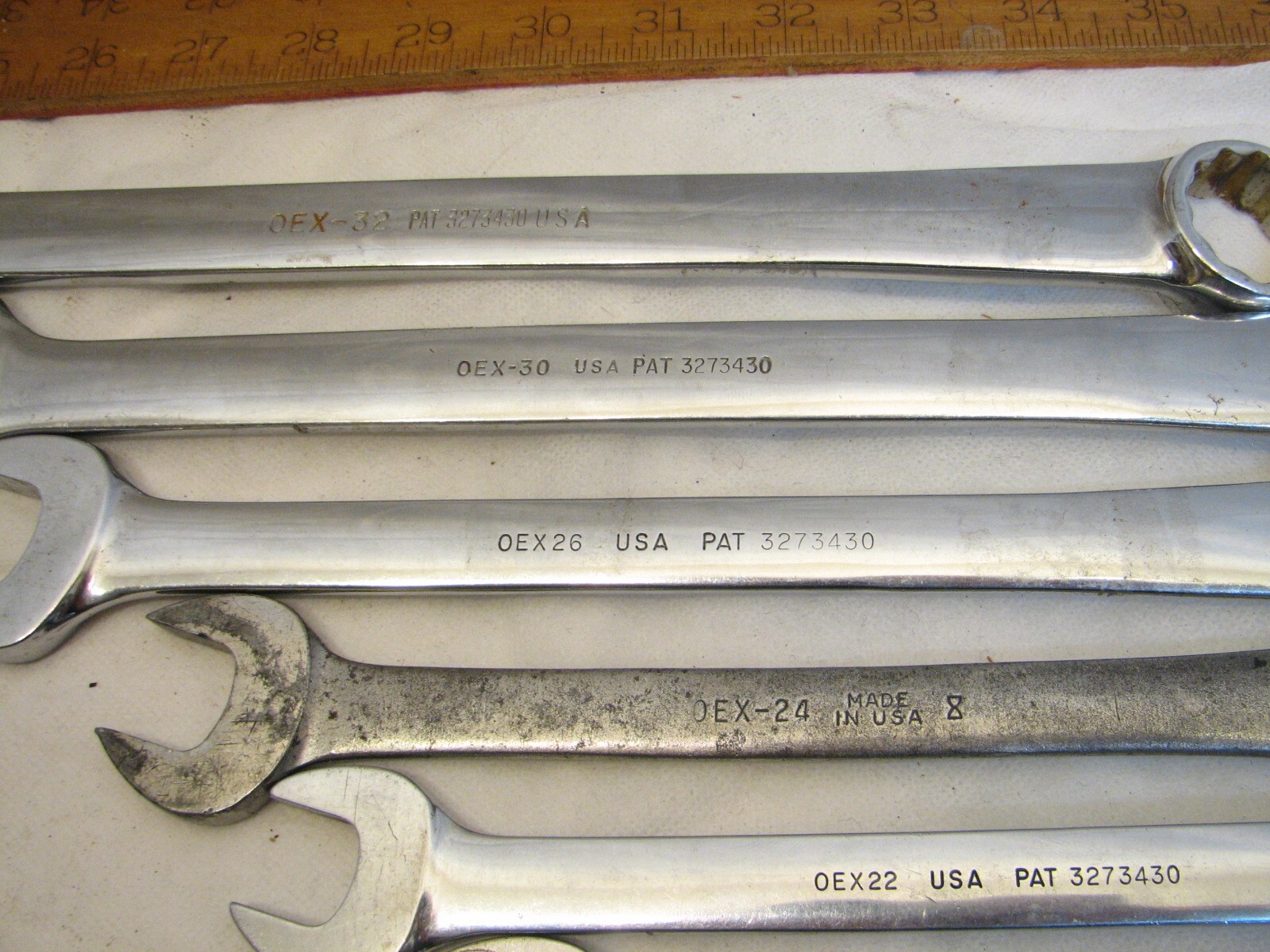 Set 9 Snap-On Combination SAE Wrenches 3/8″ to 1″ OEX 14-32 Open Box End