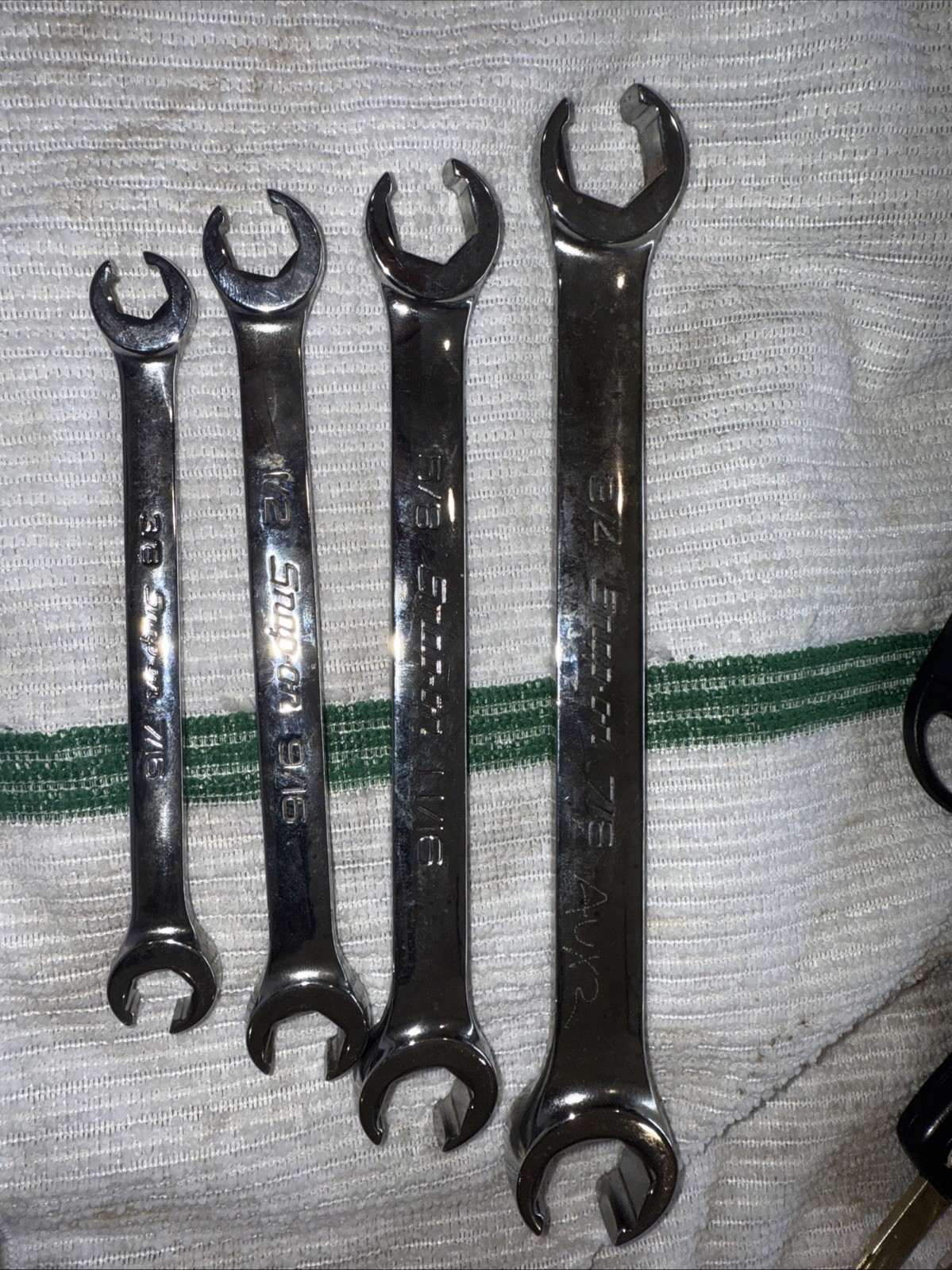 Snap On Combo Wrench Set Of 4 3/4-7/8,5/8-11/16,1/2-9/16,3/8-7/16. Double combo.