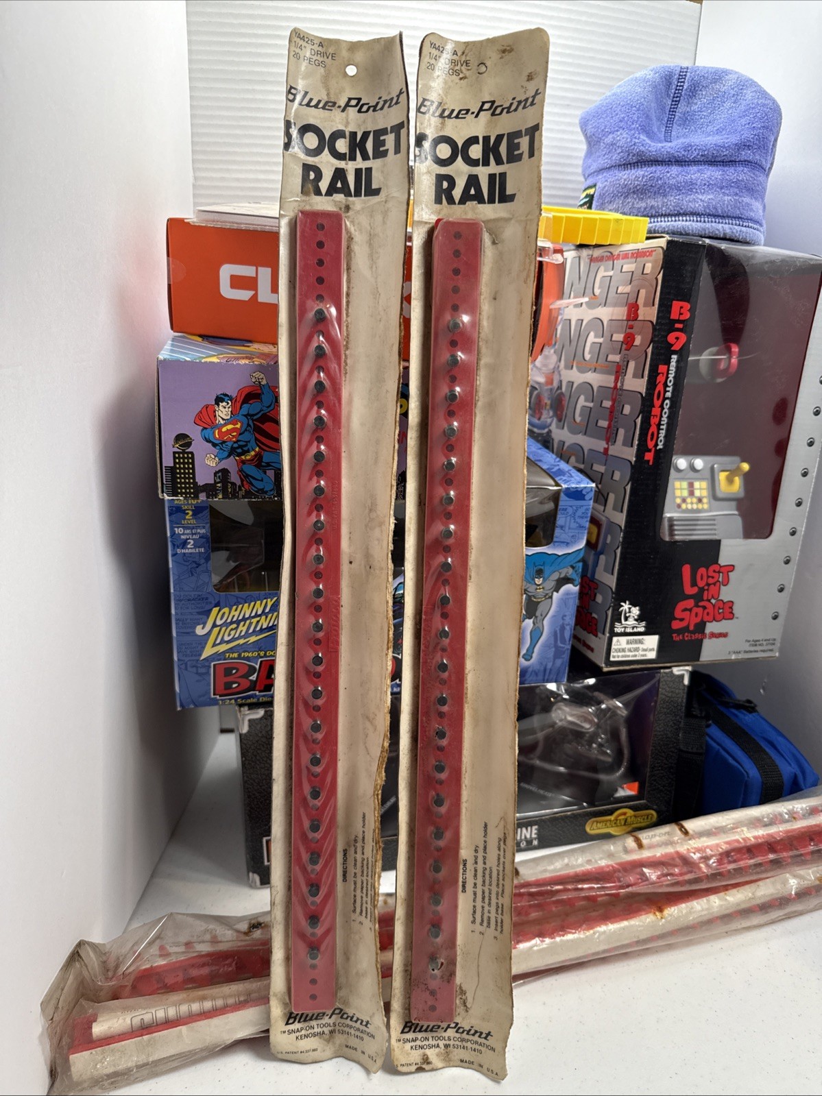 NOS Blue-Point YA425-A 1/4” drive 18″ socket storage rail Made in USA 20 Peg Lot