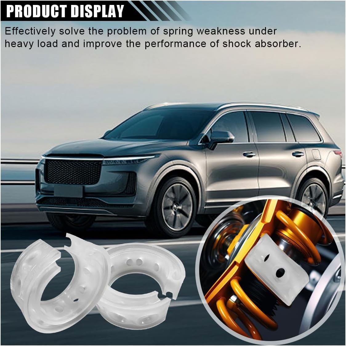2PCS Amortiguador Suspensión Coche Buffer Resorte Goma Tipo C Universal