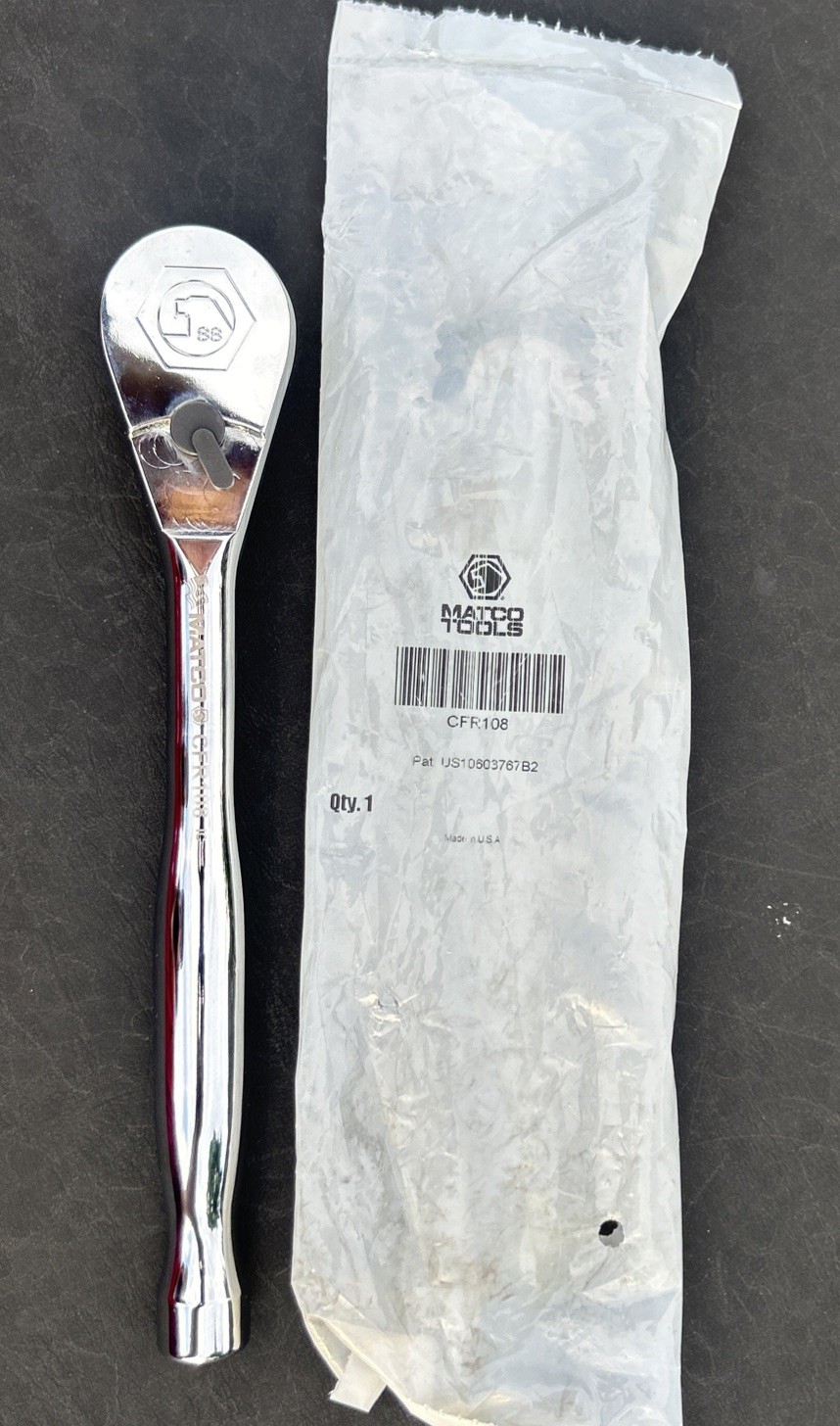 NEW Matco CFR108 1/2” Drive Ratchet 88 Tooth 10” Long Chrome Handle USA Made