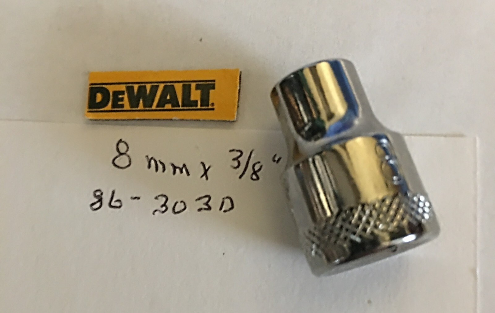 DeWalt 8 mm x 3/8″ Dr Shallow Polished Chrome Socket 86-303D 6Pt Free Shipping
