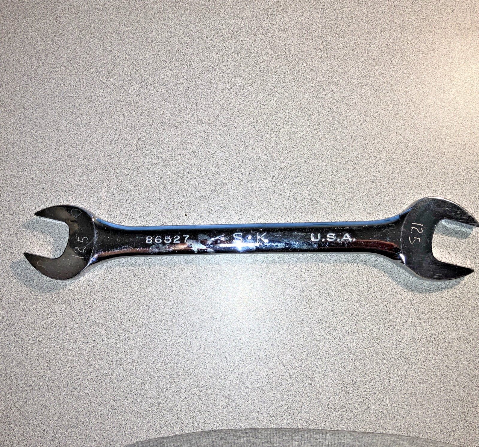 SK Tools 86527 27mm x 30mm Double Open-Ended Wrench Made In USA Engraved