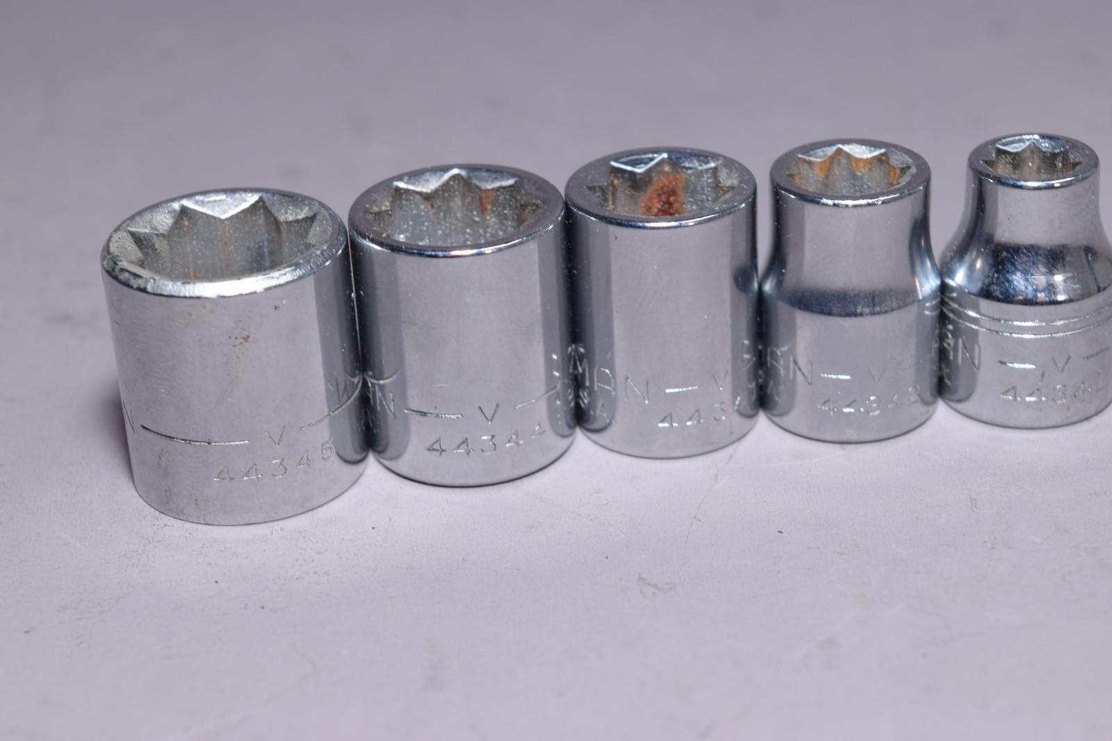 Vintage Craftsman 3/8″ Socket Set 8 pt Double Square 5pc USA 5299 SC1