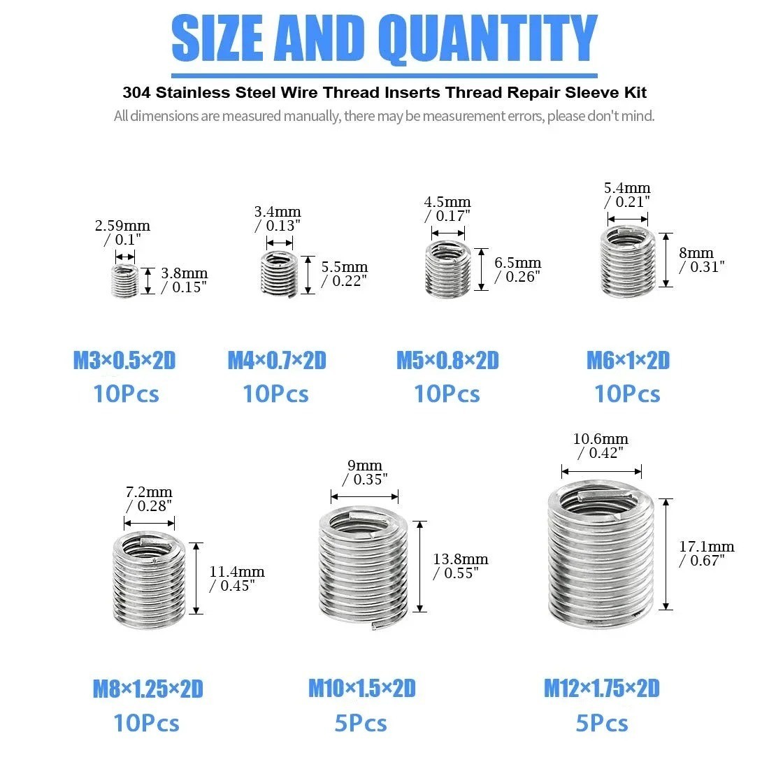 Screw Sleeve Set – 60Pcs Stainless Steel Thread Inserts for Repair