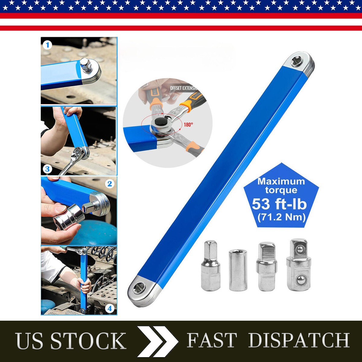 Offset Extension Wrench Set 1/4″, 3/8″, 1/2″ Upgraded Multifunctional