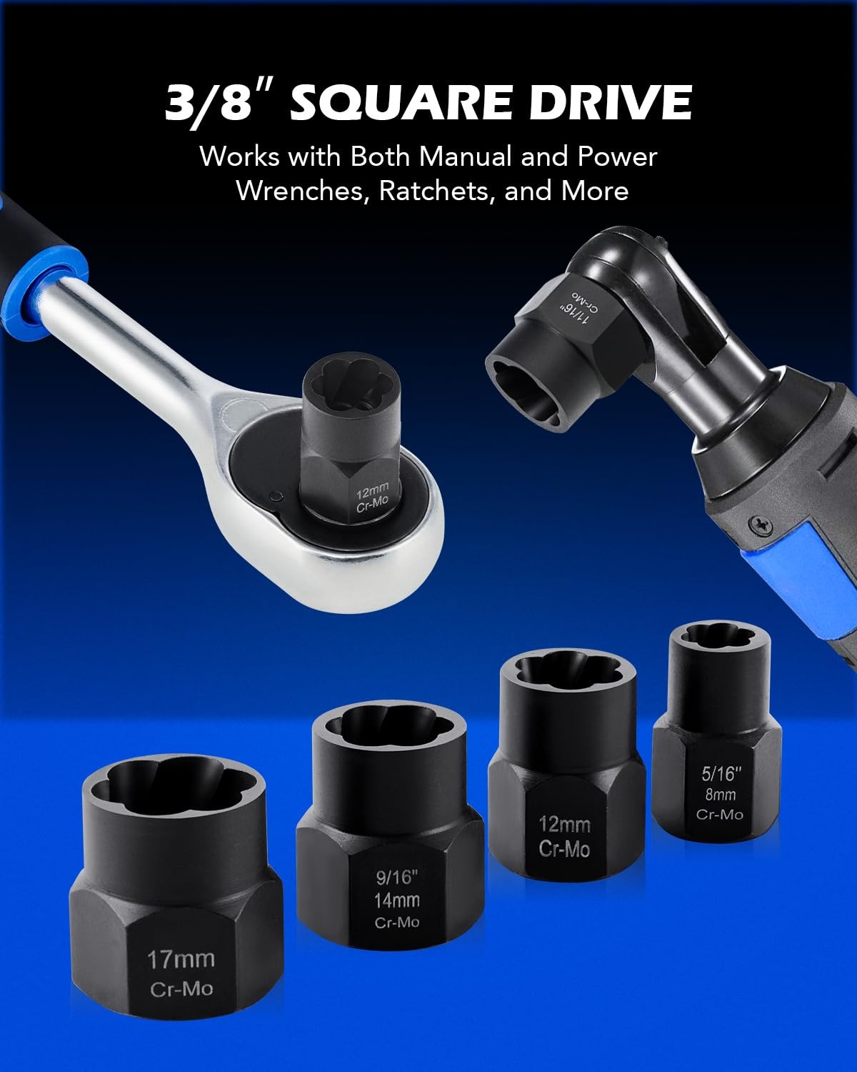 Orion Motor Tech Impact Nut and Bolt Extraction Tool Set, One Size, Black