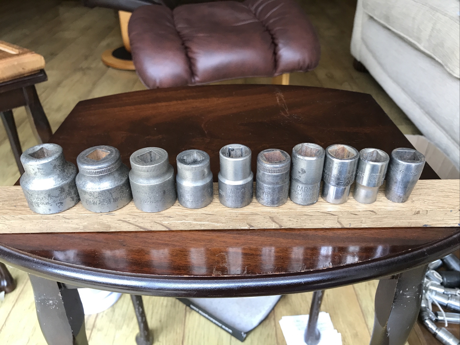 Job Lot Off 10 German Sockets 1-3/16”To 7/16” AF With 1/2” Drive.
