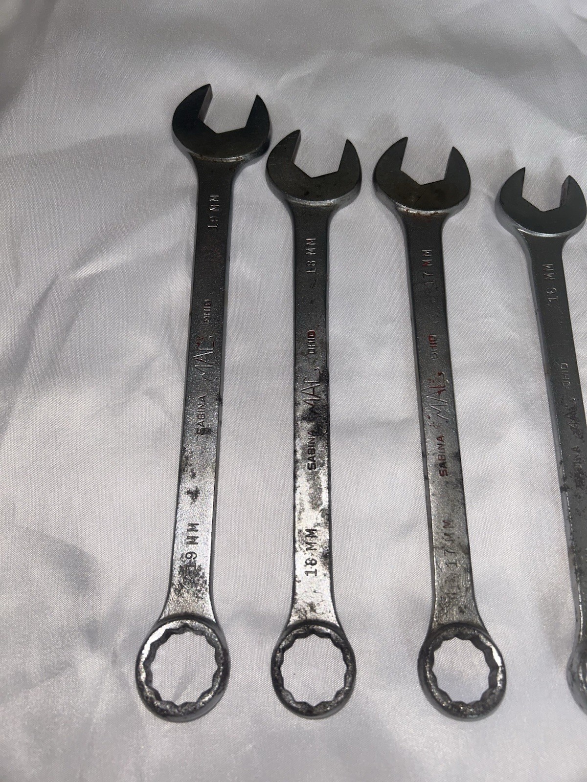 Set Vtg 10 Mac Tools 19 18 17 16 14 12 11 9 8 7 MM Combo Wrench Sabrina Ohio 12p