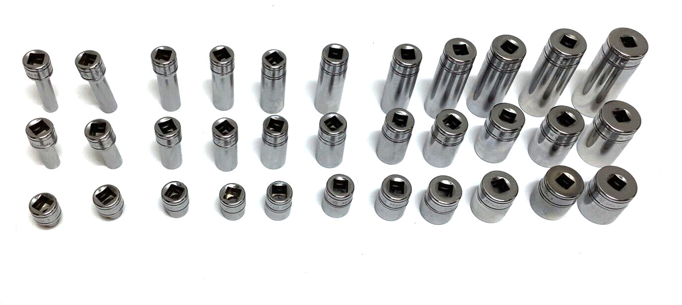 New Snap-on™ 3/8″ drive 1/4″ thru 7/8″ 6-point Shallow Semideep Deep Socket Set