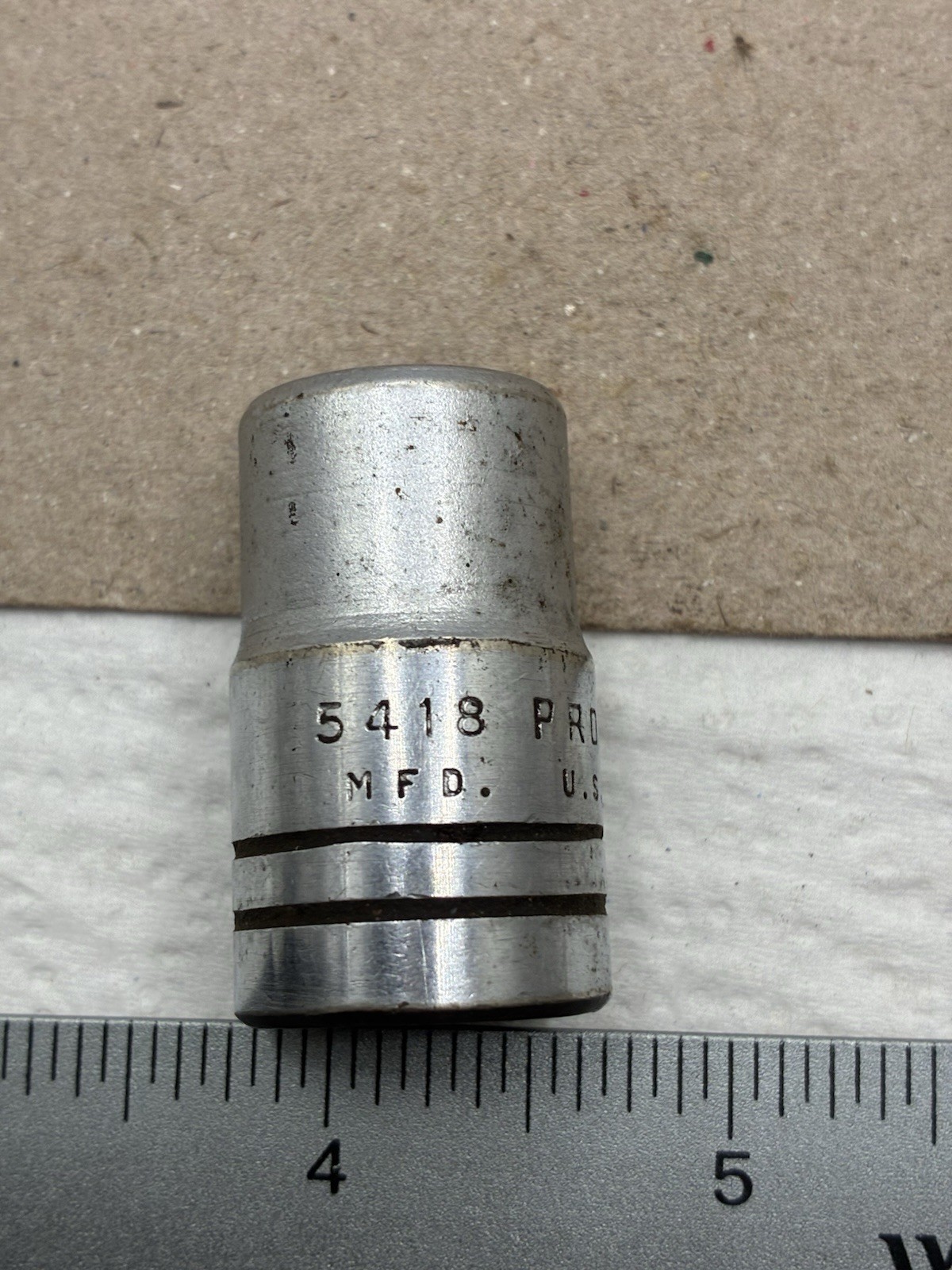 Vintage Proto Tools 9/16″, 12 point, shallow chrome socket, 1/2 dr, #5418 USA