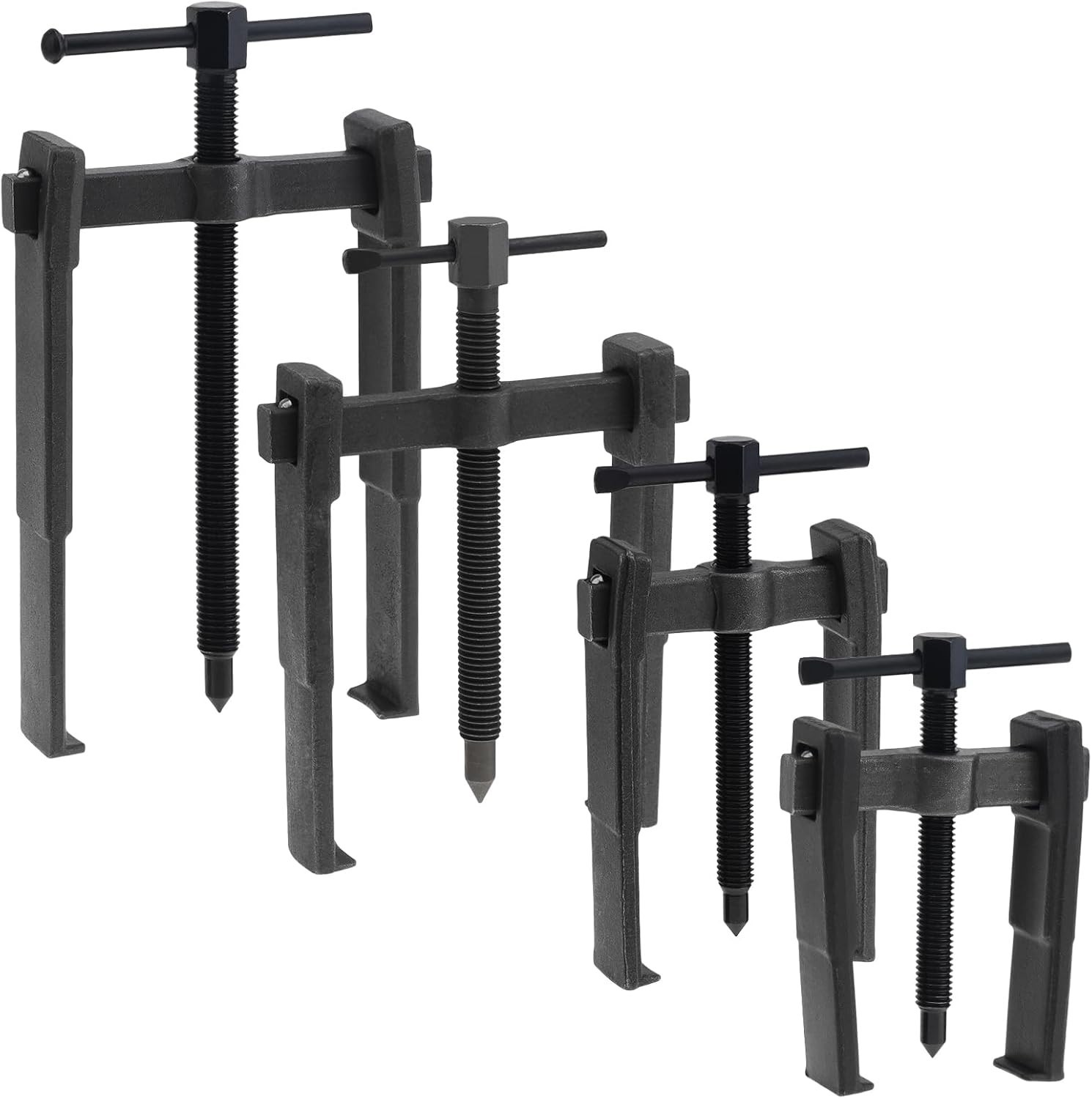 4 Pcs 2 Jaw Gear Puller Set 3/4/6/8 Inch – Heavy Duty Carbon Steel Reversible..,