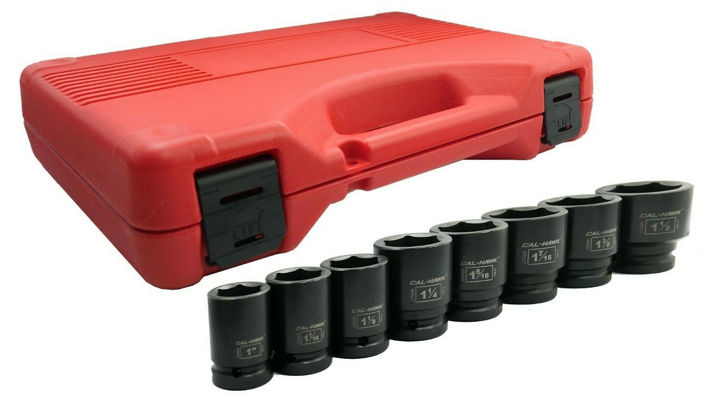 8PC 3/4″ DR. 6 Point Standard Air Impact Tool SAE CRV Pro 1″ to1-1/2″ Socket Set