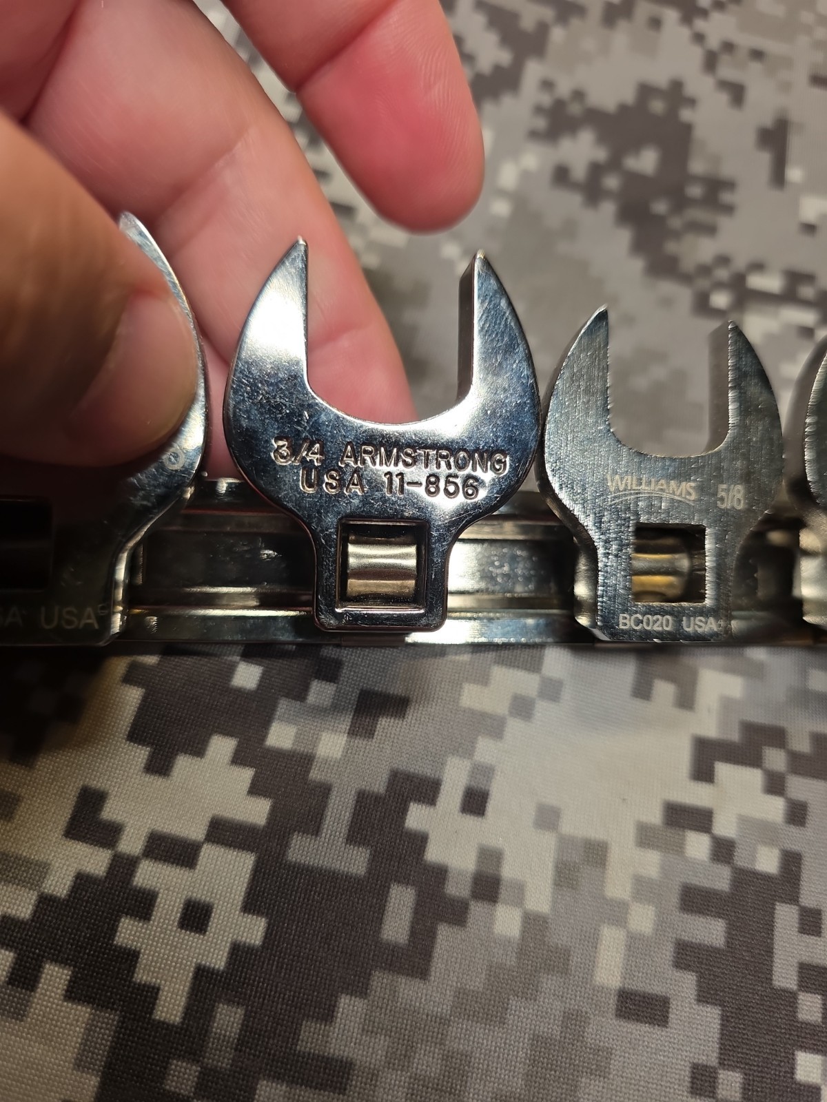 SNAP-ON ARMSTRONG WILLIAMS SAE CROW FOOT SET 7/16 1/2 9/16 5/8 3/4 AND 13/16″