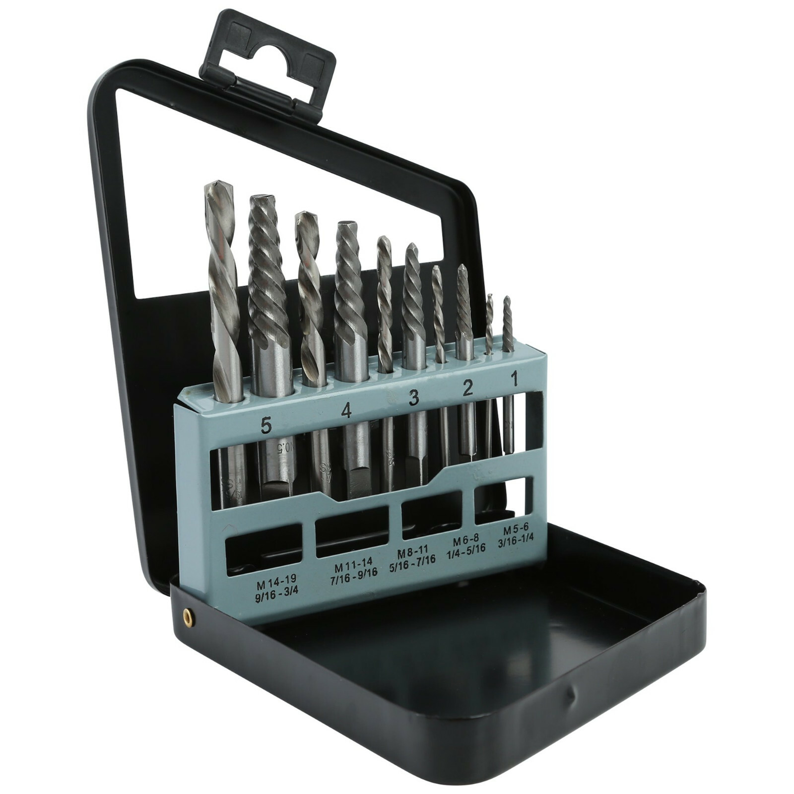Hyper Tough 10-Piece BOLT EXTRACTOR SET Mechanics Length High Speed Steel Bits &