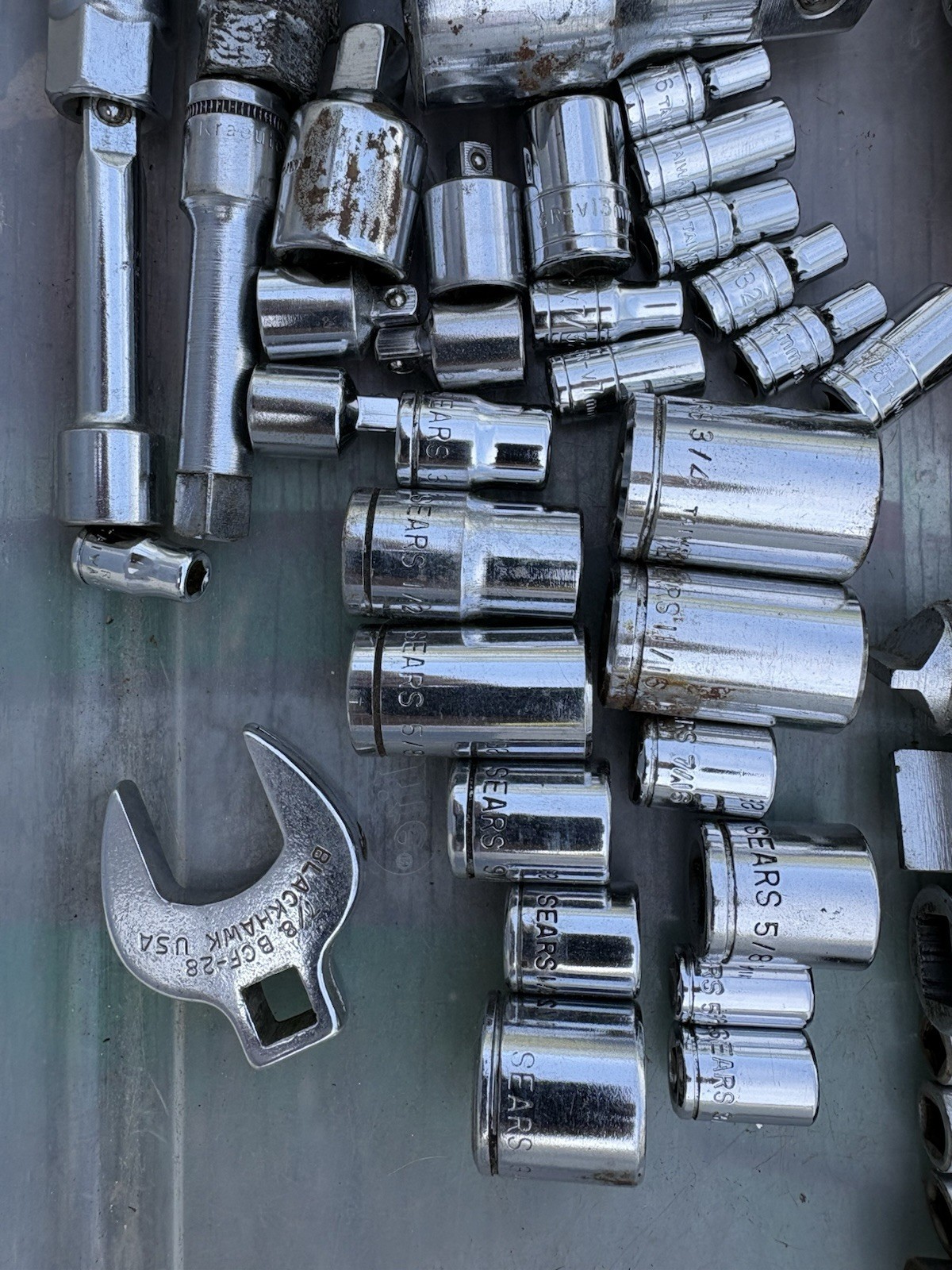 Vintage Lot 68 Pcs Misc Sockets Extensions Many USA Giller SEARS Powr-Kraft