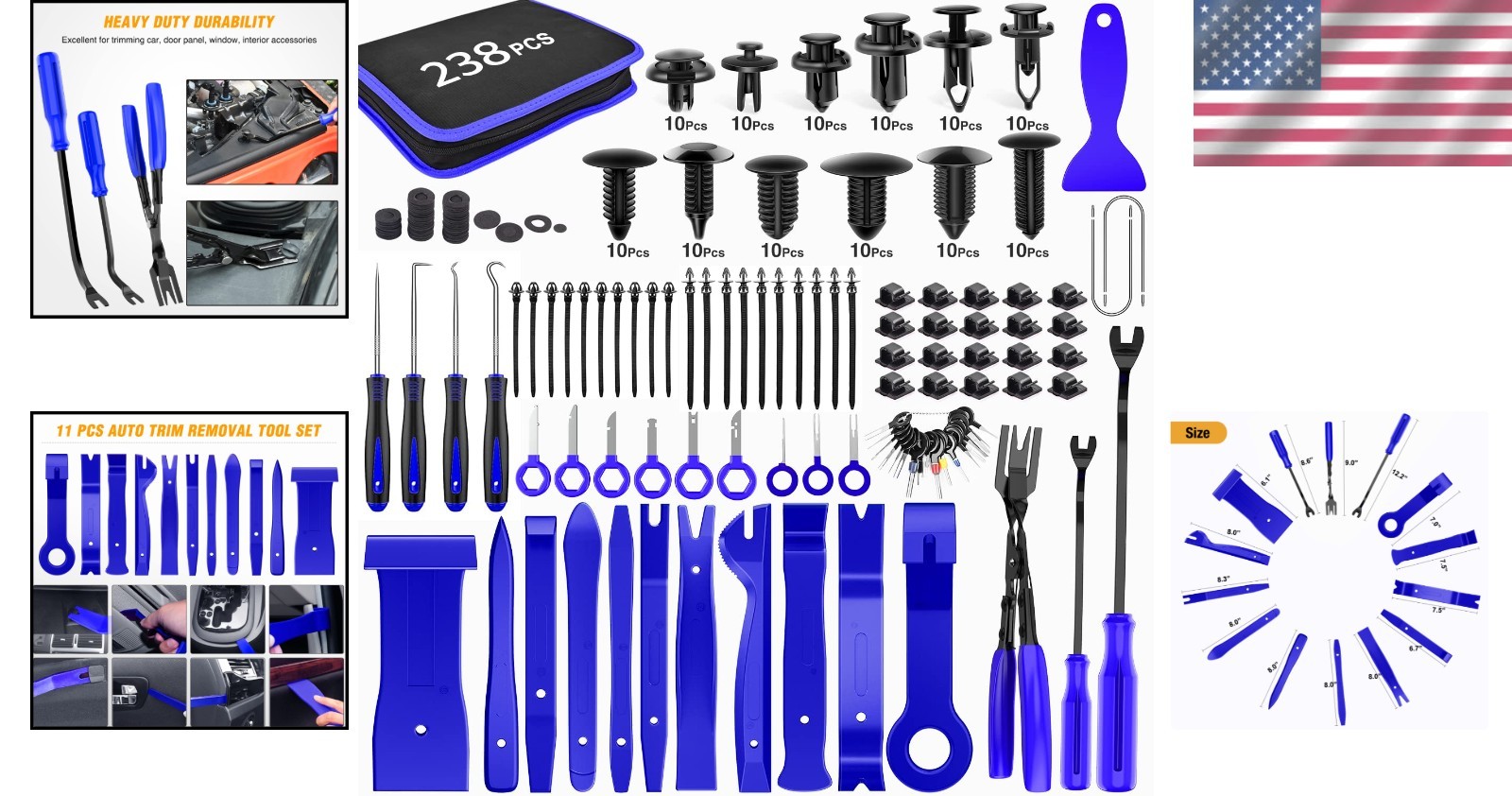 Auto Push Pin Bumper Clip Set – Pry Kit Included