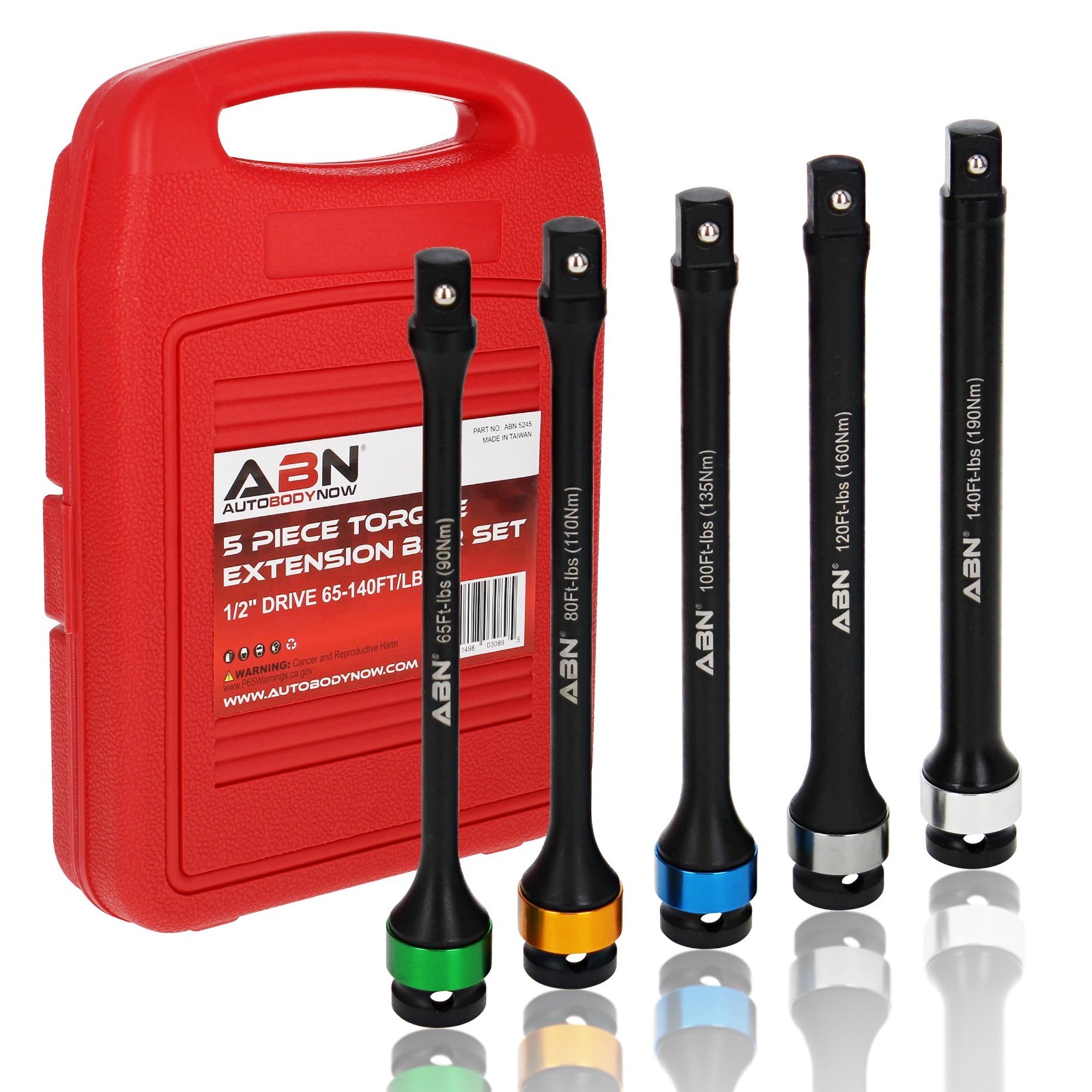 1/2in Drive 8in Torque Limiting Socket Extension Bar Set – 5pc Tool Kit 65-140 f