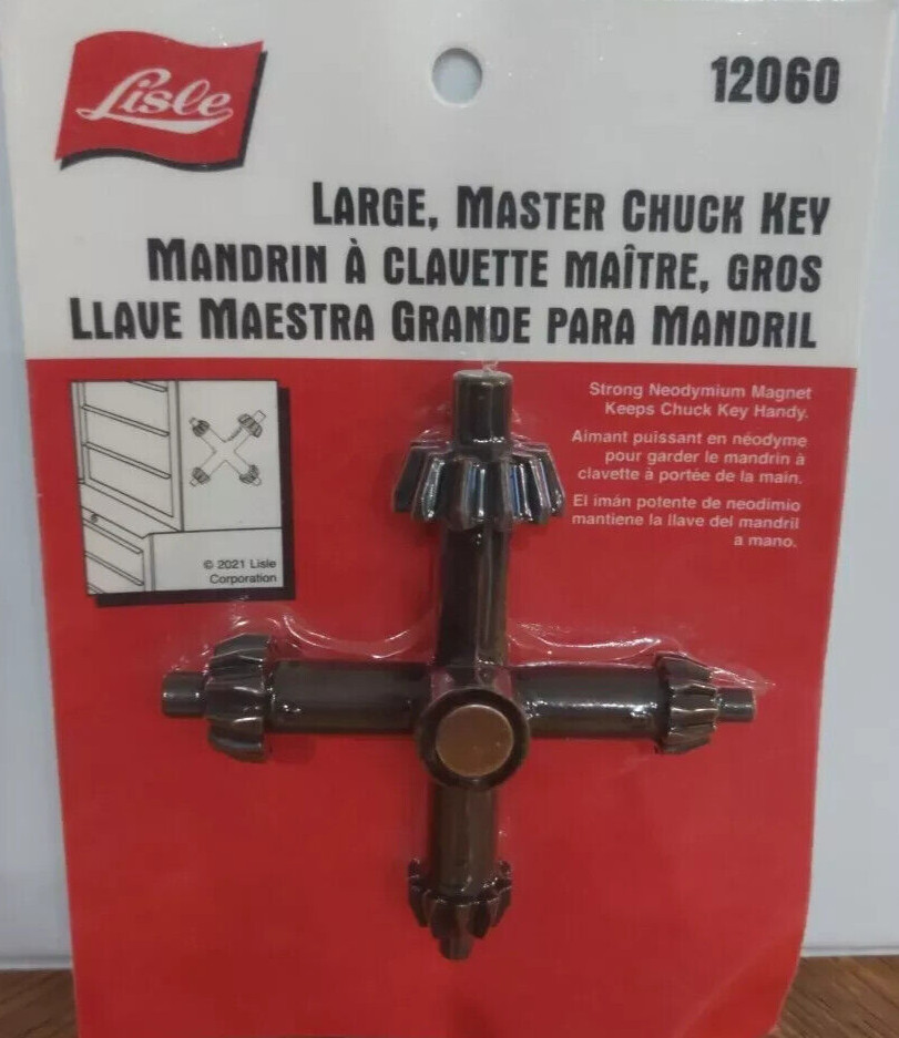 Lisle 12060 Large Master Magnetic Chuck Key with 4 Sizes
