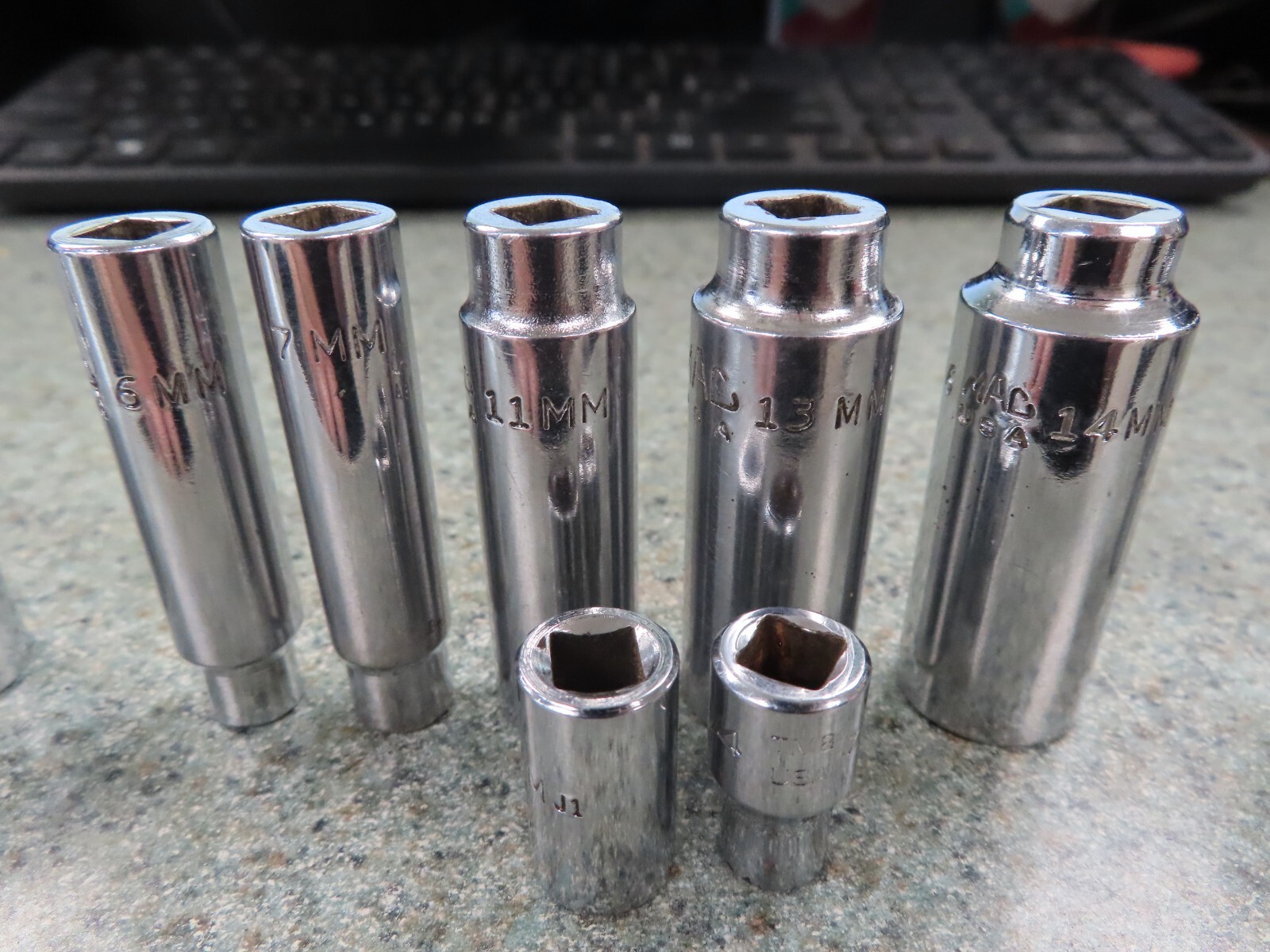 MAC Tools USA 12pc Chrome Socket Lot See Pictures