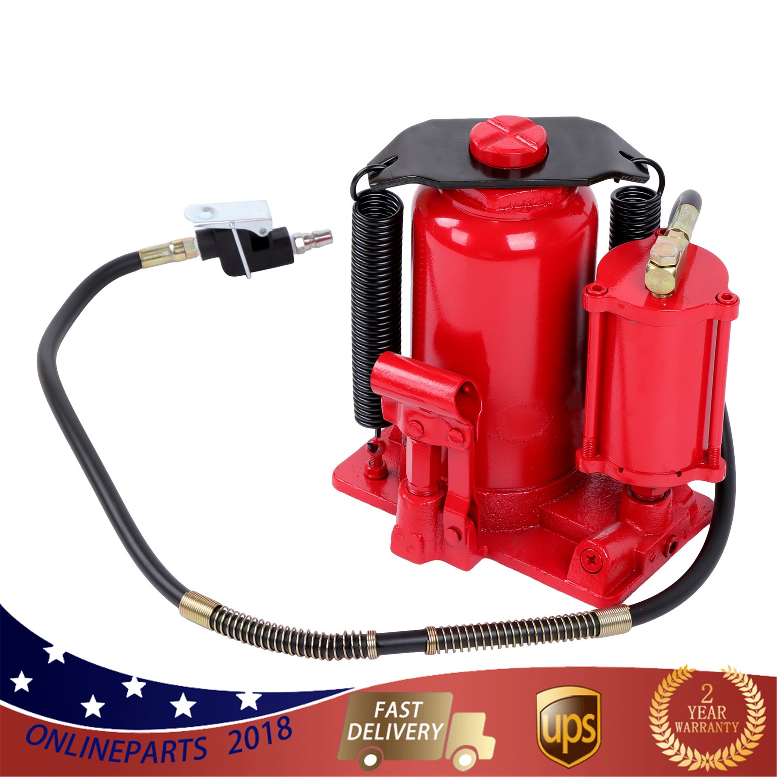 Pneumatic Air Hydraulic Bottle Jack with Manual Hand Pump, 20 Ton (40,000 lb)