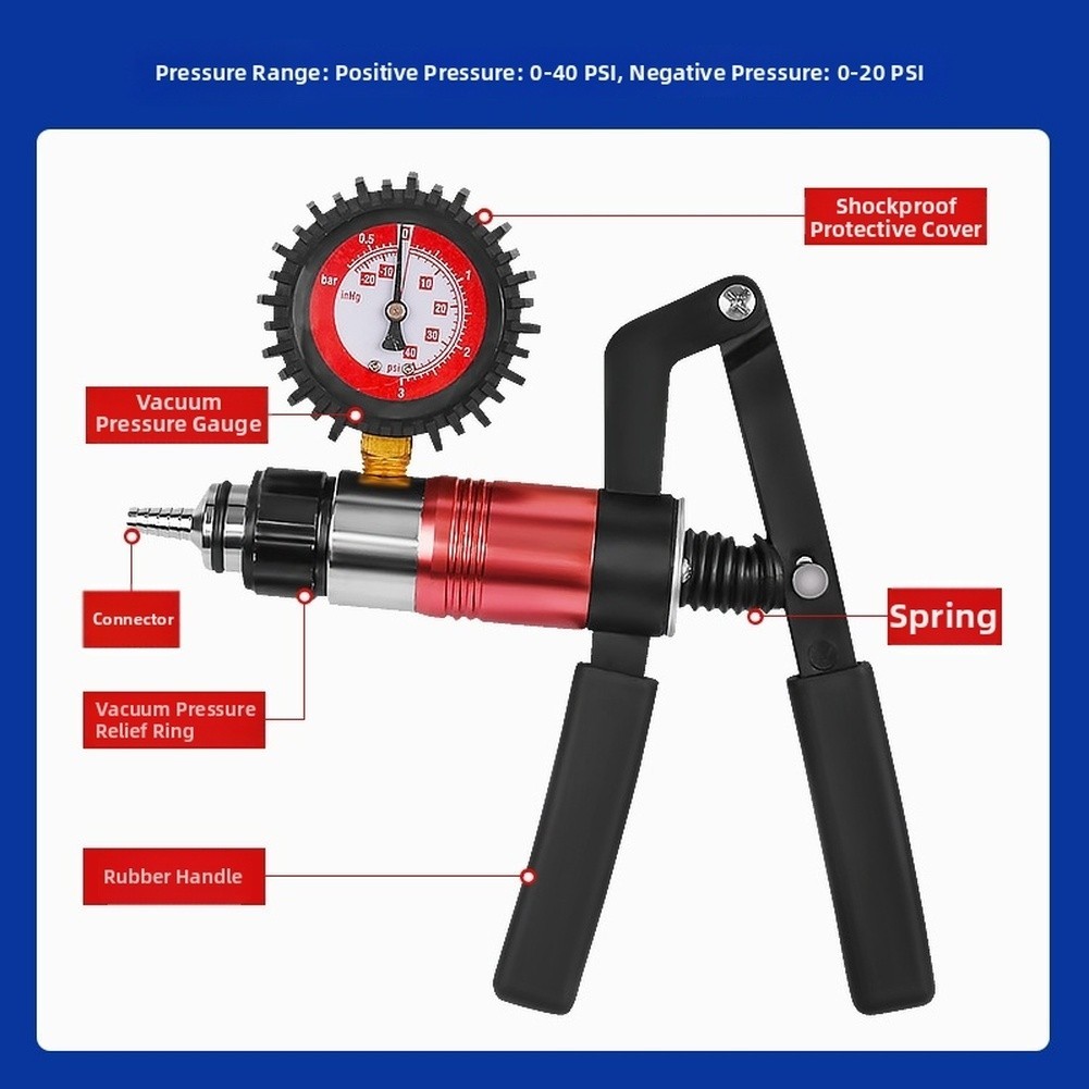 Vacuum Pump Brake Bleeder with 0-40 PSI and 0-20 PSI Dual Range Measurement