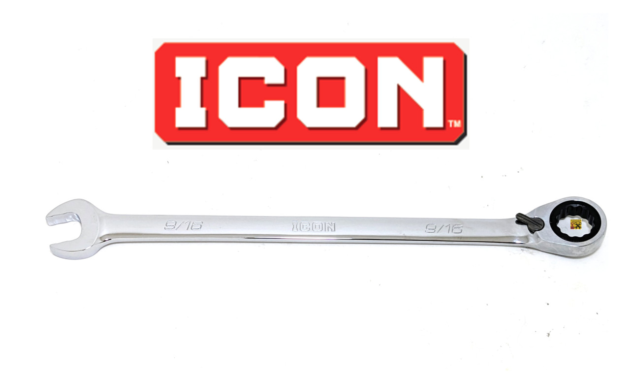 NEW ICON ANTI-SLIP REVERSIBLE RATCHETING WRENCH 12pt WRAS-7 SAE INCH PICK SIZE