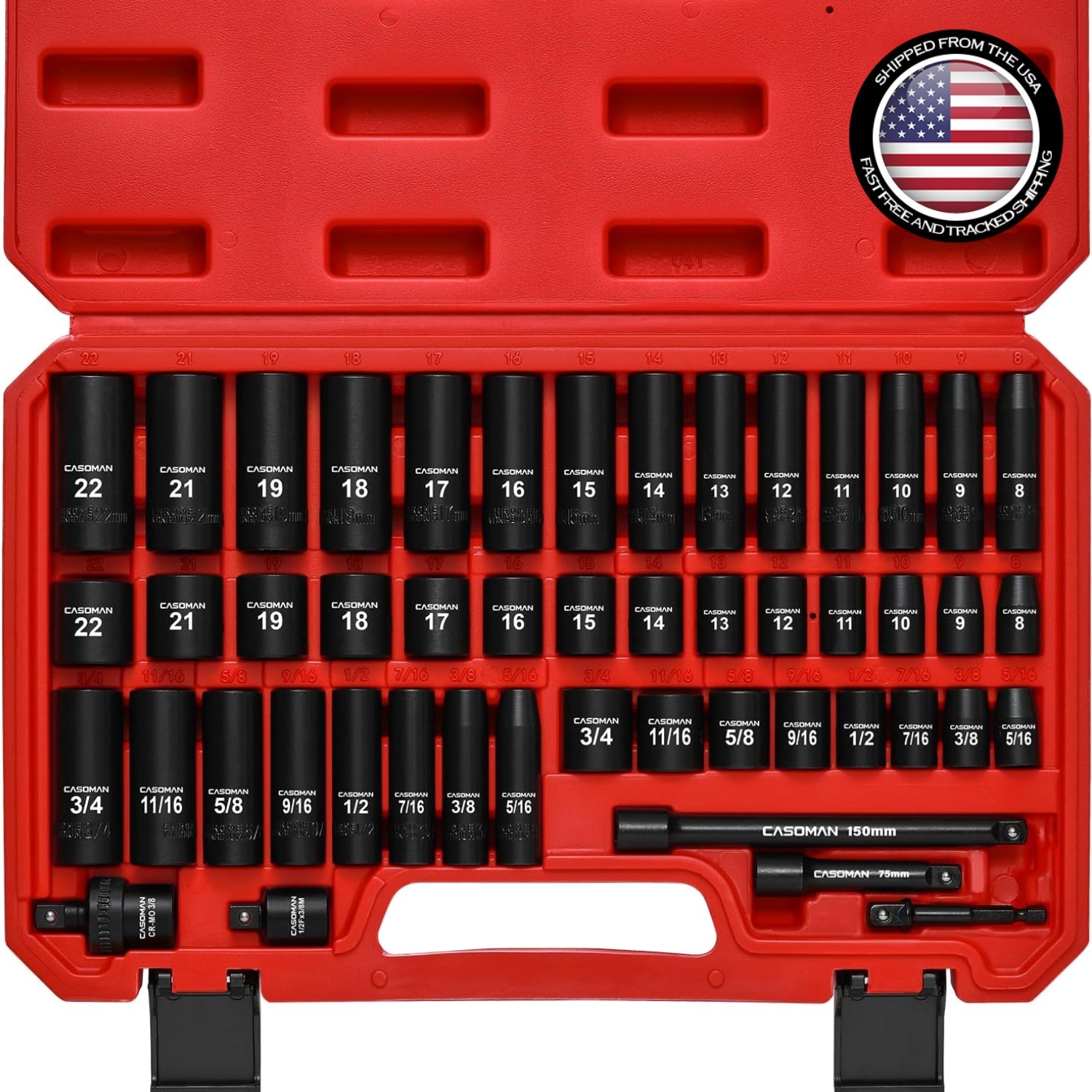 3/8 In. 49 Piece Milwaukee 6 Point Impact Socket Ratchet Drive and Metric Set