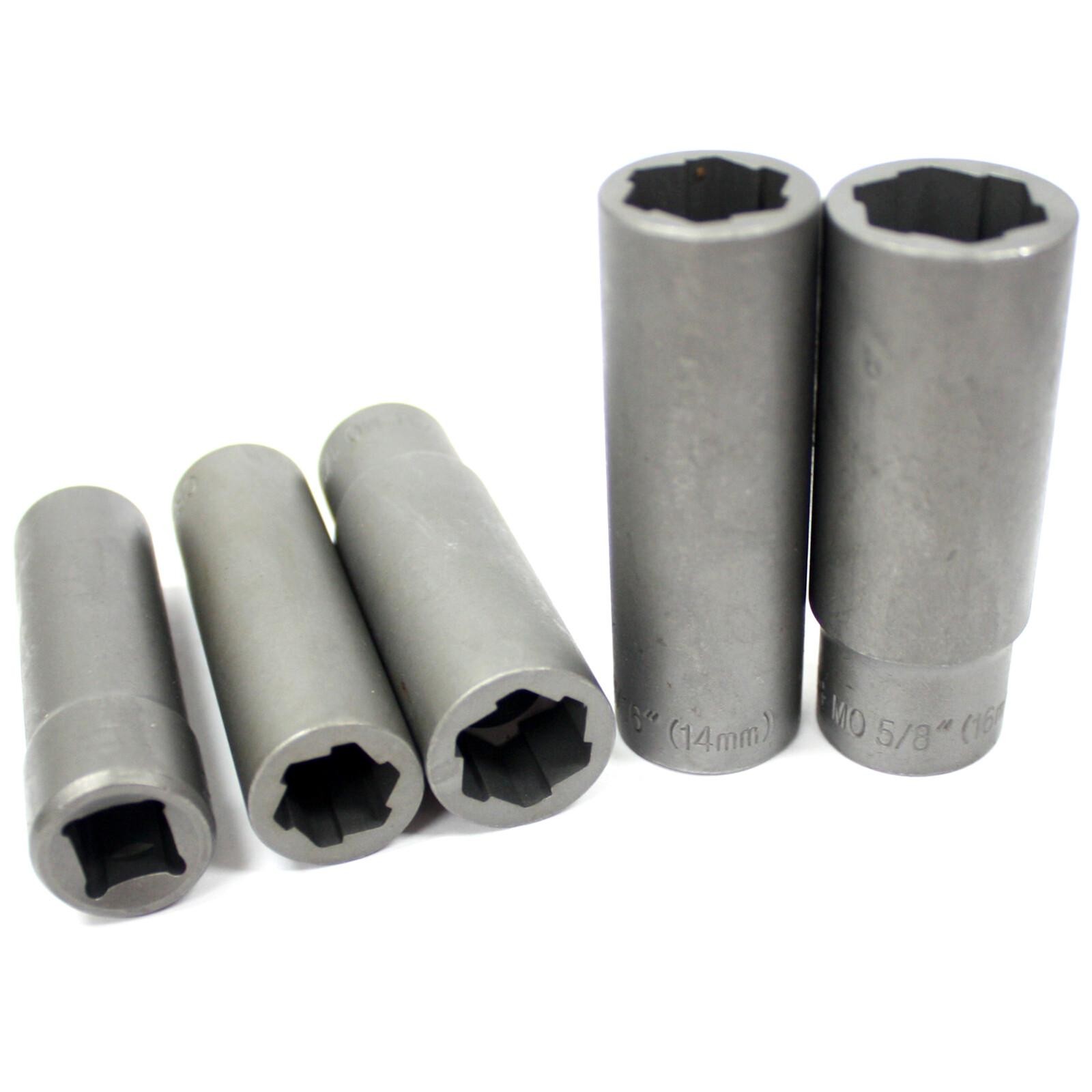 5pc Damaged Nut Bolt Remover Extractor Twist Socket Set Long 10-16mm 3/8 to 5/8″