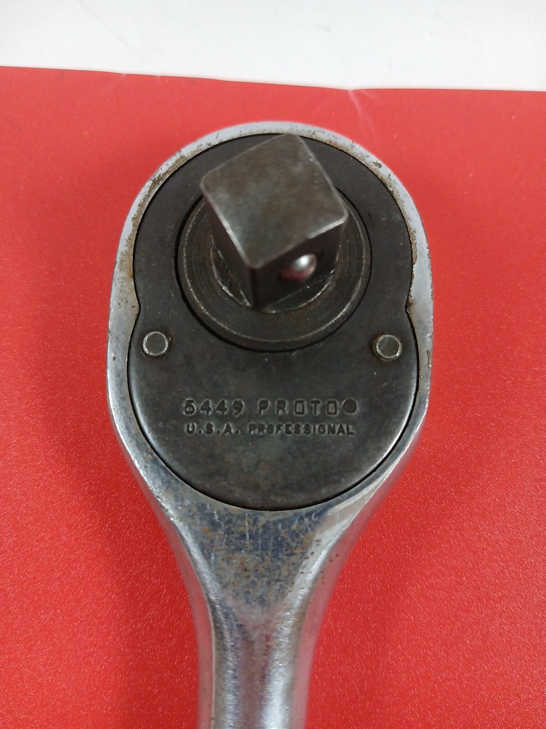 Vtg Proto 5449 1/2″ Drive Pear Head Ratchet 10″ Knurled Handle USA