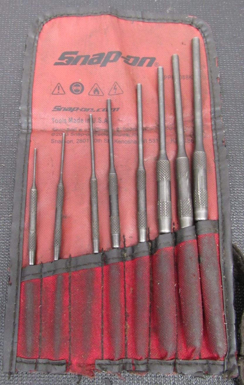 Snap-on 8-pc Roll Pin Punch Set PPR708BK w/ Pouch COMPLETE