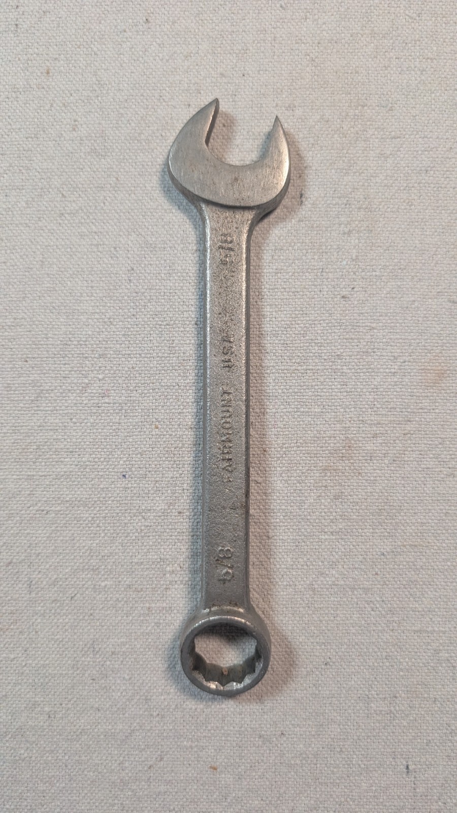 Fairmount Fairalloy Chrome Alloy 5/8″ Open End / 12 Point Wrench Vintage