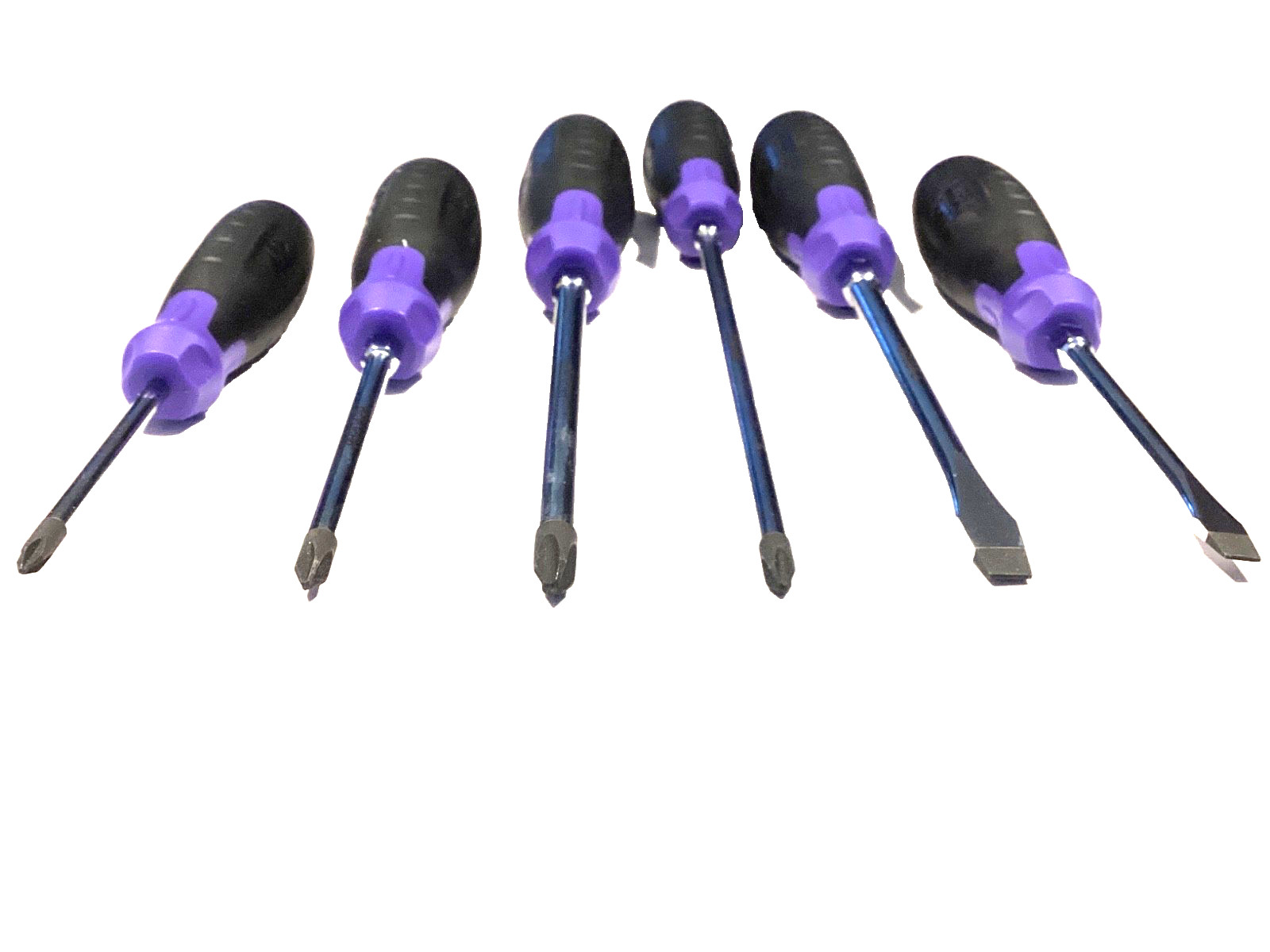 Mac Tools 6 Piece PURPLE Soft Grip Mix Tip Screwdriver Set 4 Phillips 2 Flat NEW