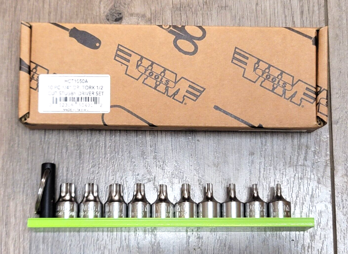 VIM 1/4″ dr 10pc Half-Cut Stubby Torx Bit Driver Socket Set w/Magrail #HCT1050A