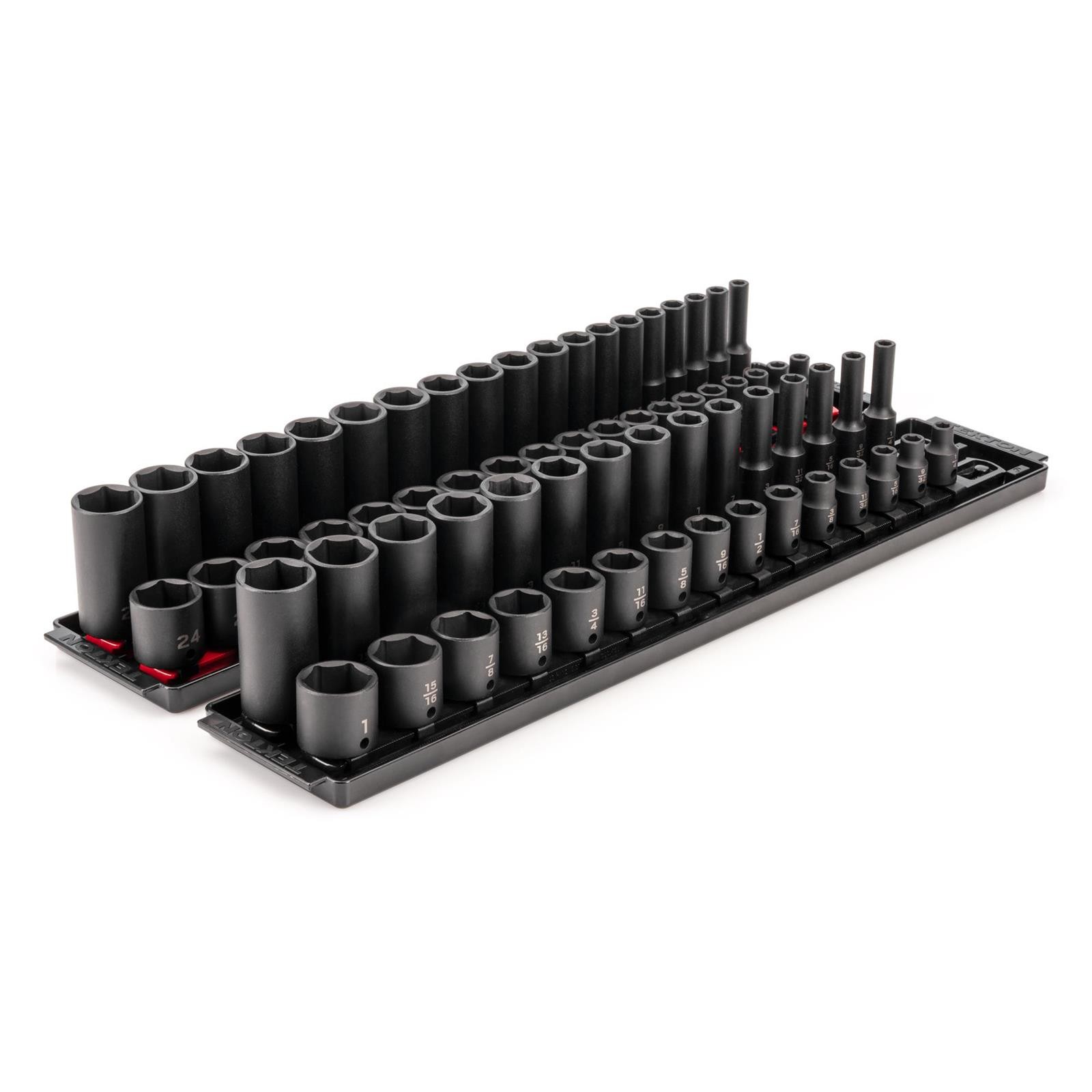 Tekton SID91218 3/8″ Drive 6-Point Impact Socket Set, 68-Piece