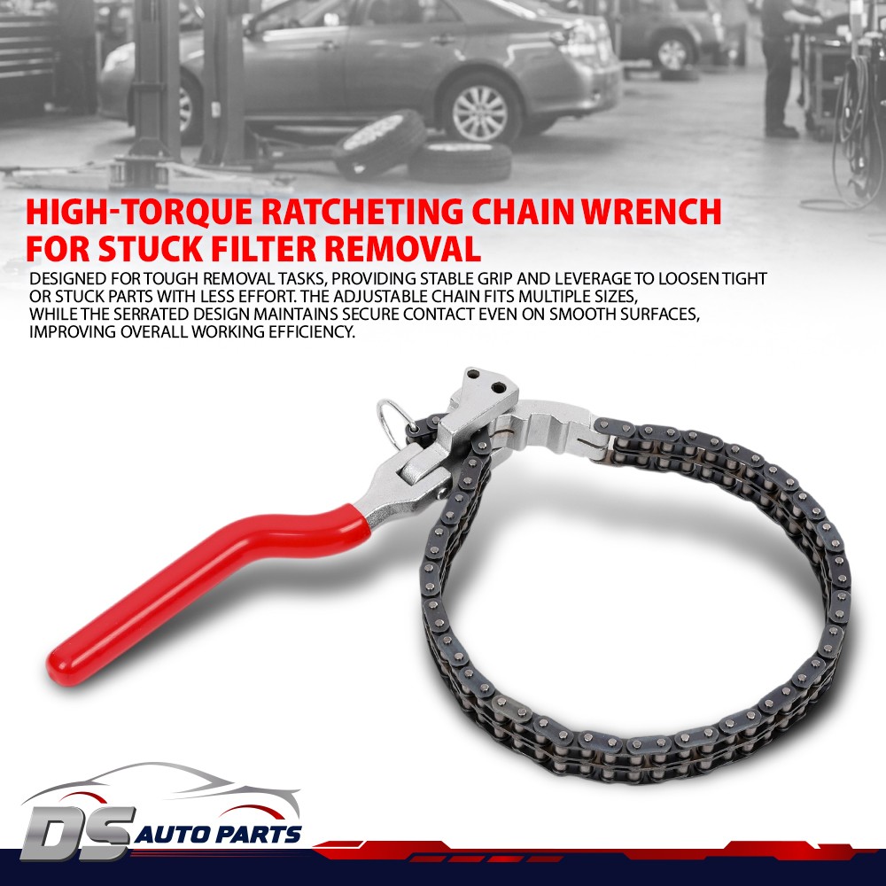 Heavy-Duty Ratcheting Chain Wrench Oil Filter Change Pipe Fittings 60-160mm