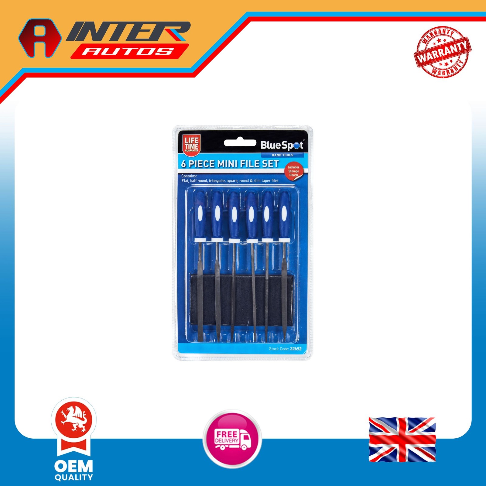Blue Spot Tools 6 PCE 150MM (6″) Mini File Set With Pouch