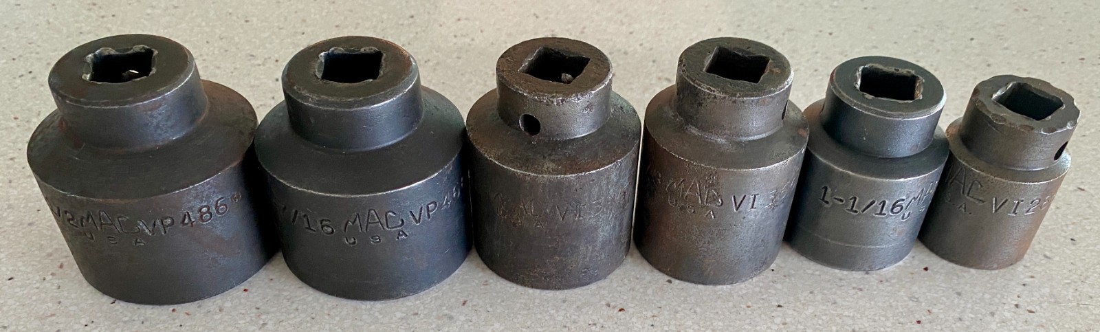 MAC Tools USA 6 Piece Lot 1/2″ Drive Short Impact Sockets 6 Point 7/8 -1 1/2″