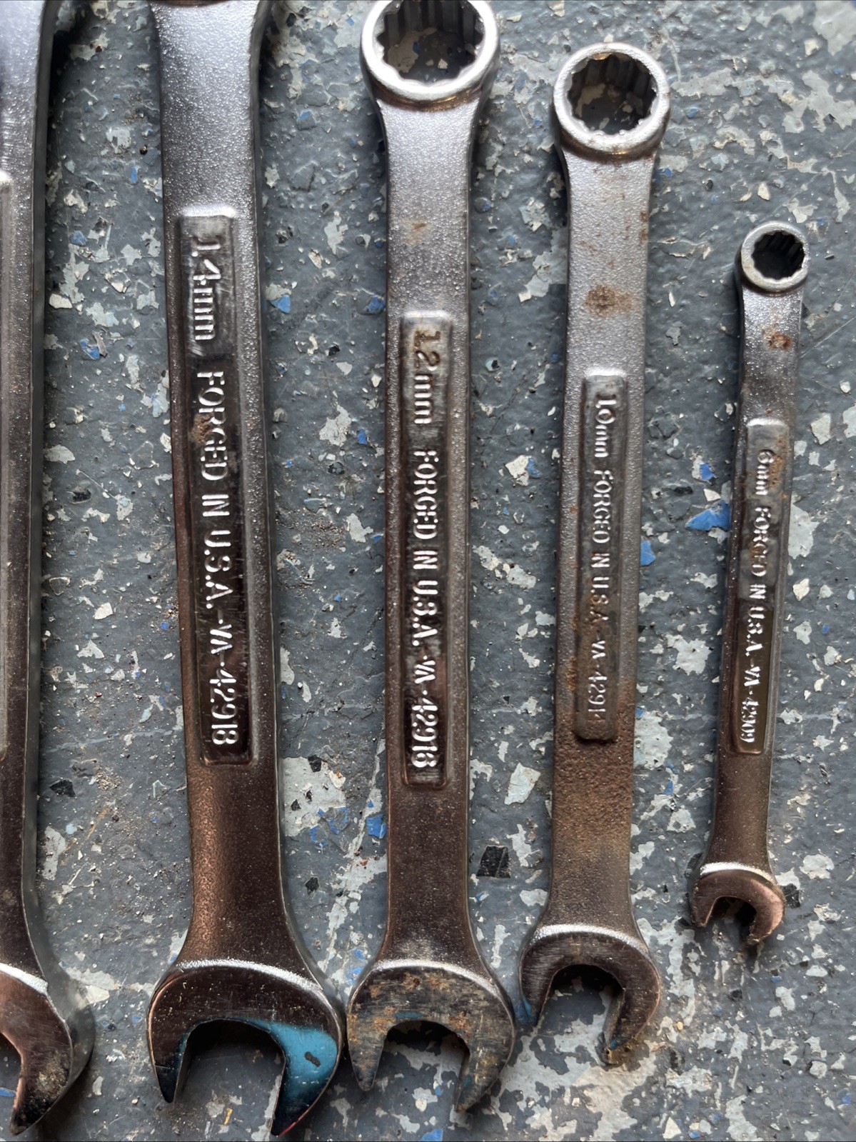Vtg Craftsman 6 Pc Metric Combination Wrench Set 6 10 12 14 15 17 MM -VA- Series