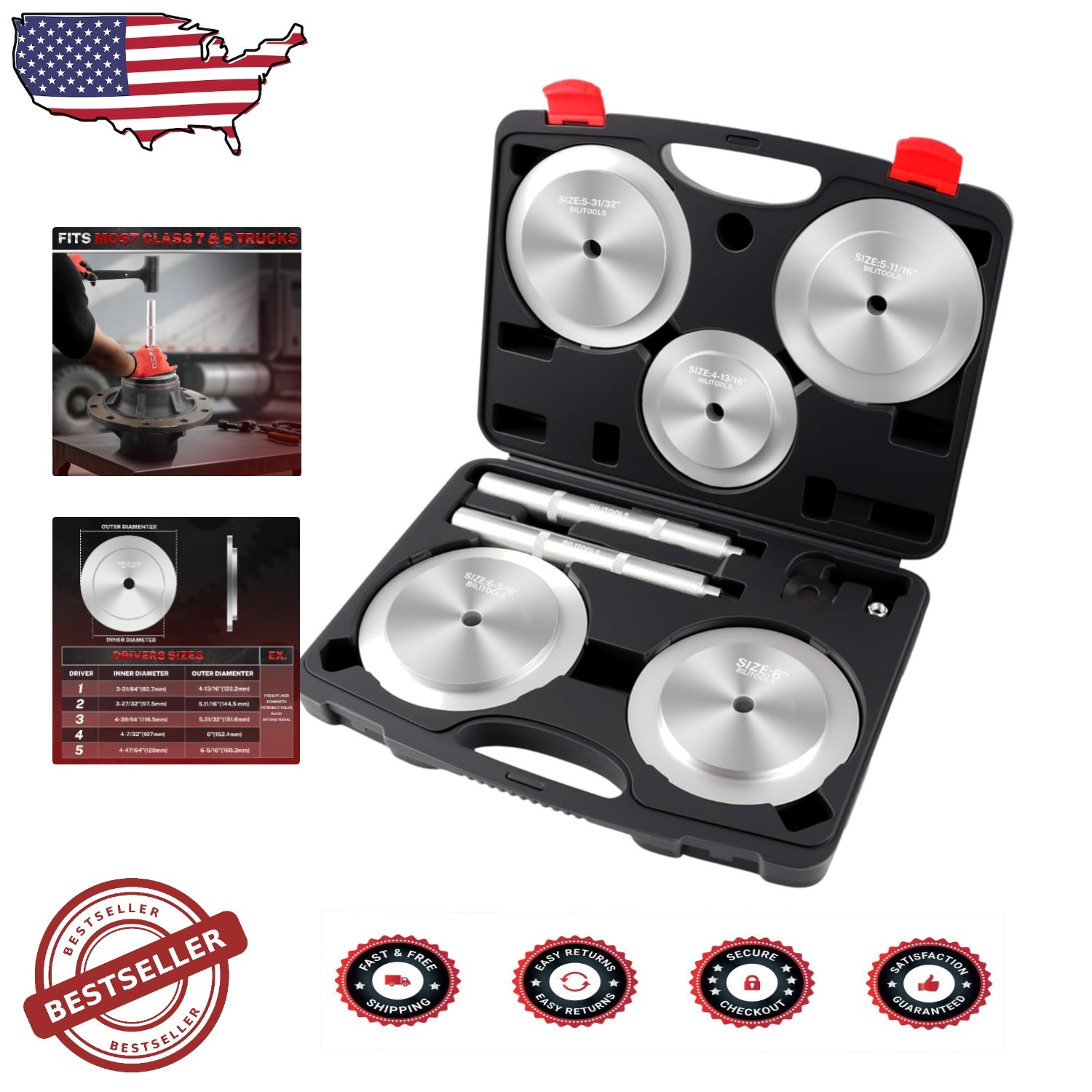 Heavy Duty Truck Hub Seal Installer Kit for Class 7-8 Trucks