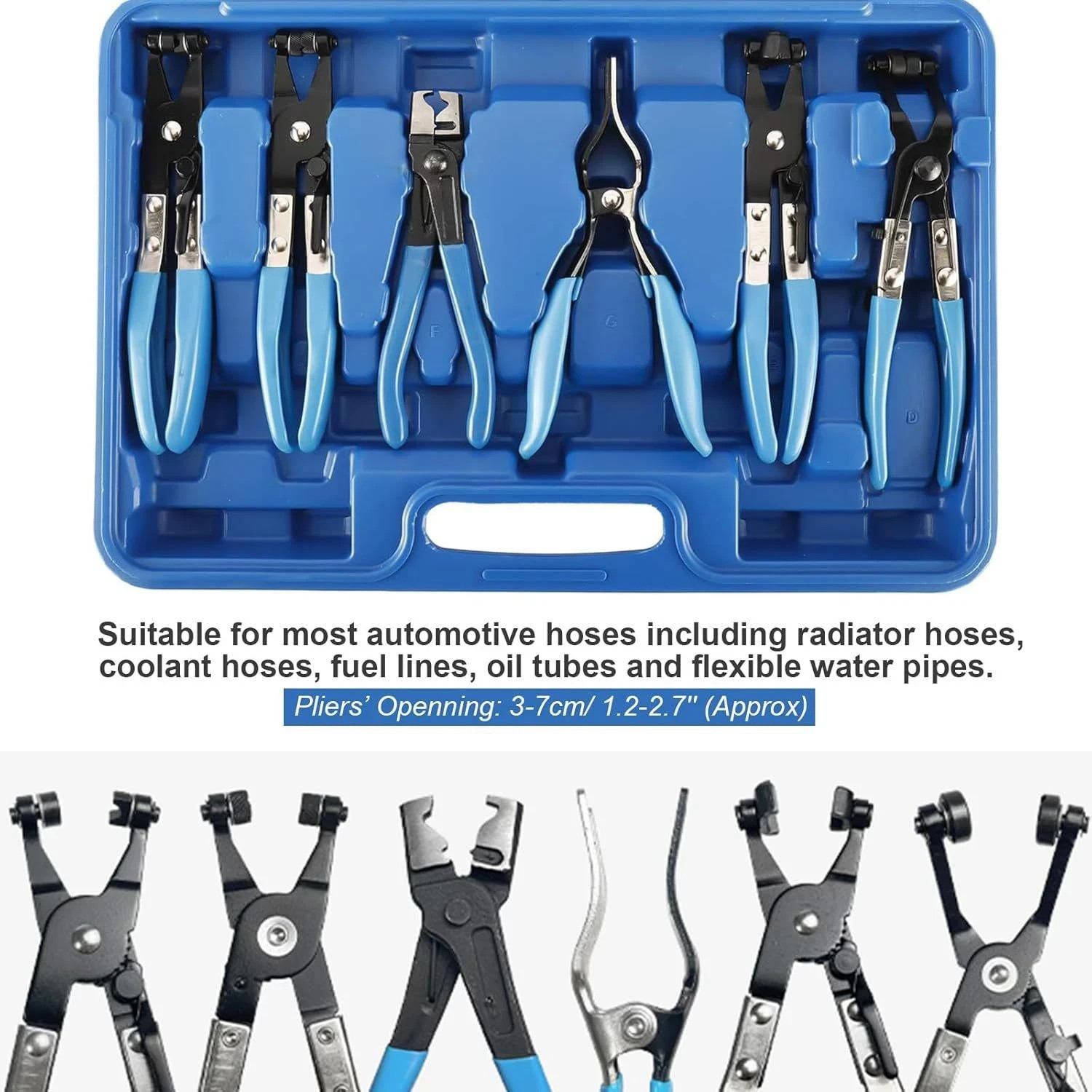 9PC Wire Hose Clamp Clip Pliers Set Swivel Jaw Fuel Oil Water Hose Auto Tool Kit
