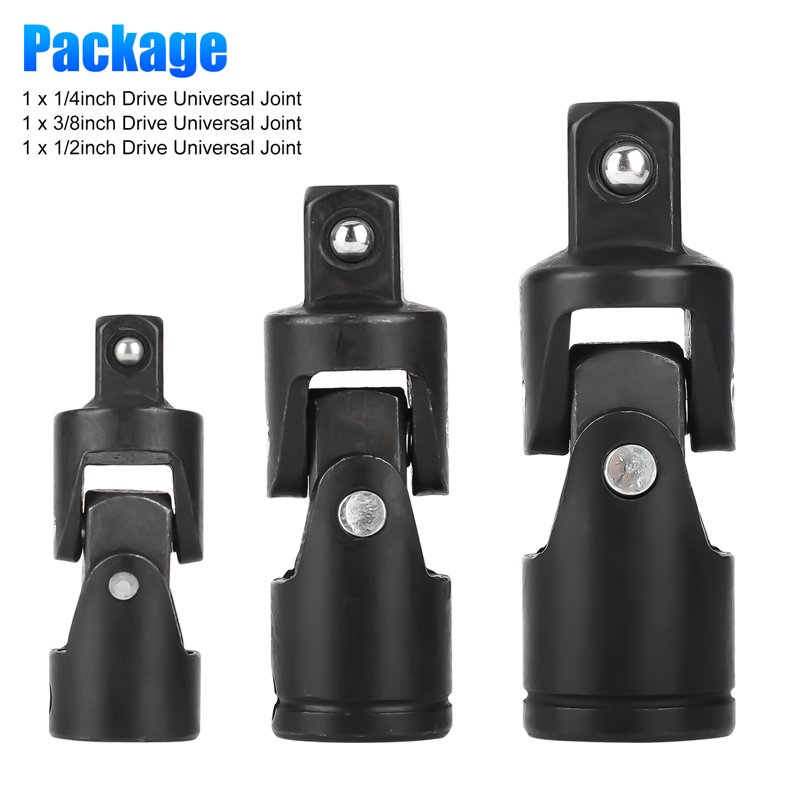 3Pcs 1/4″ 3/8″ 1/2″ Drive Swivel Impact Universal Joint Sockets Adapter Tool Set