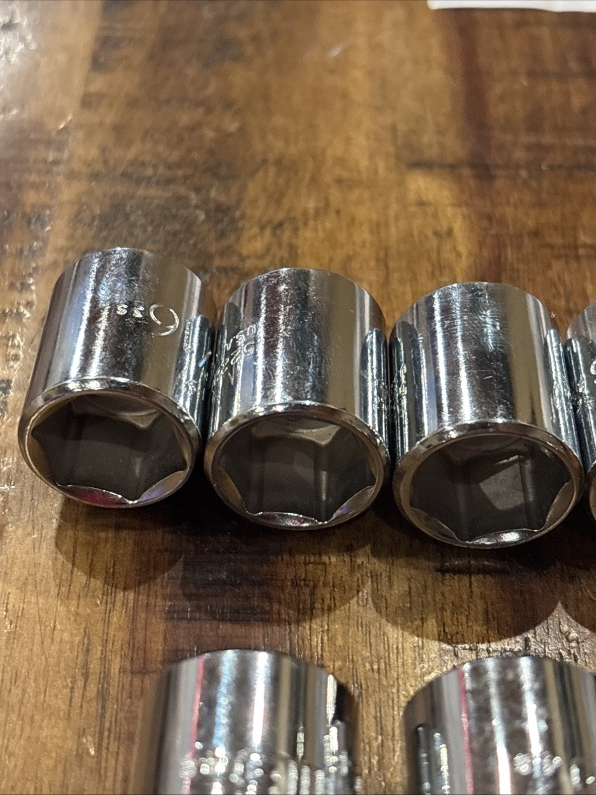 Proto 11/16” Lot Of 9 Pieces 3/8″ Drive 6 & 12 Point Shallow Sockets USA SAE