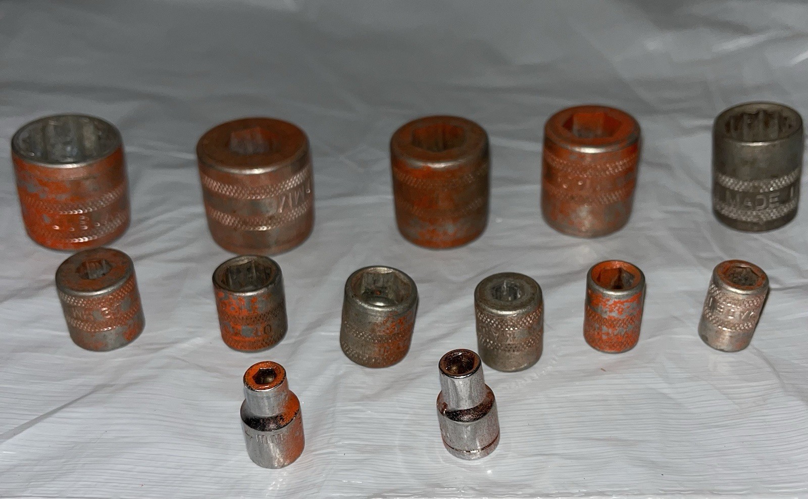 Lot Of 13 Sockets 4-20 mm, Tools, Made In The USA. *See Desc