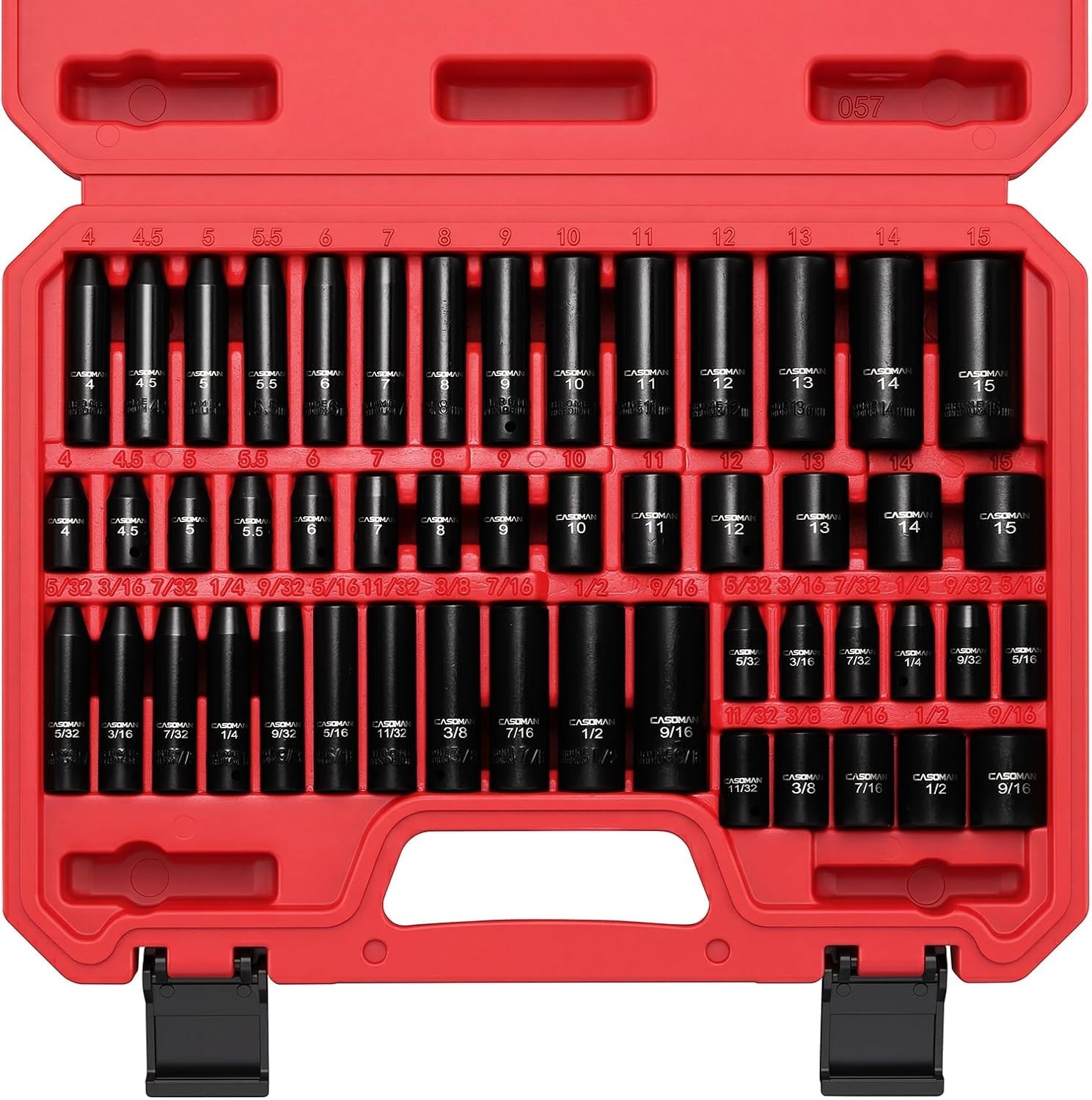 1/4 Inch Drive Impact Socket Set 50-Piece SAE Metric Chrome Vanadium Deep Sha…