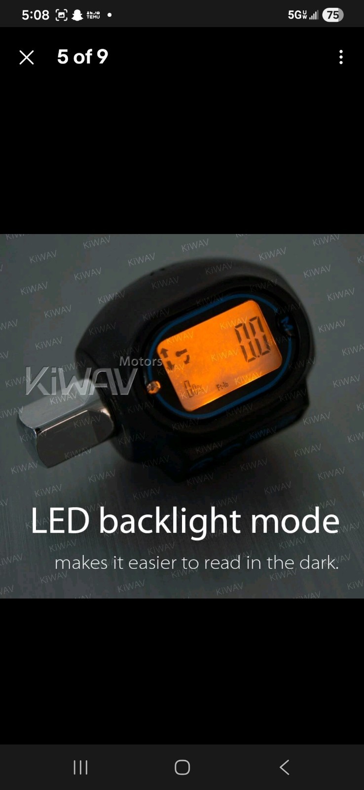 VAWiK Digital Torque Adapter rotatable display buzzer led alert with case