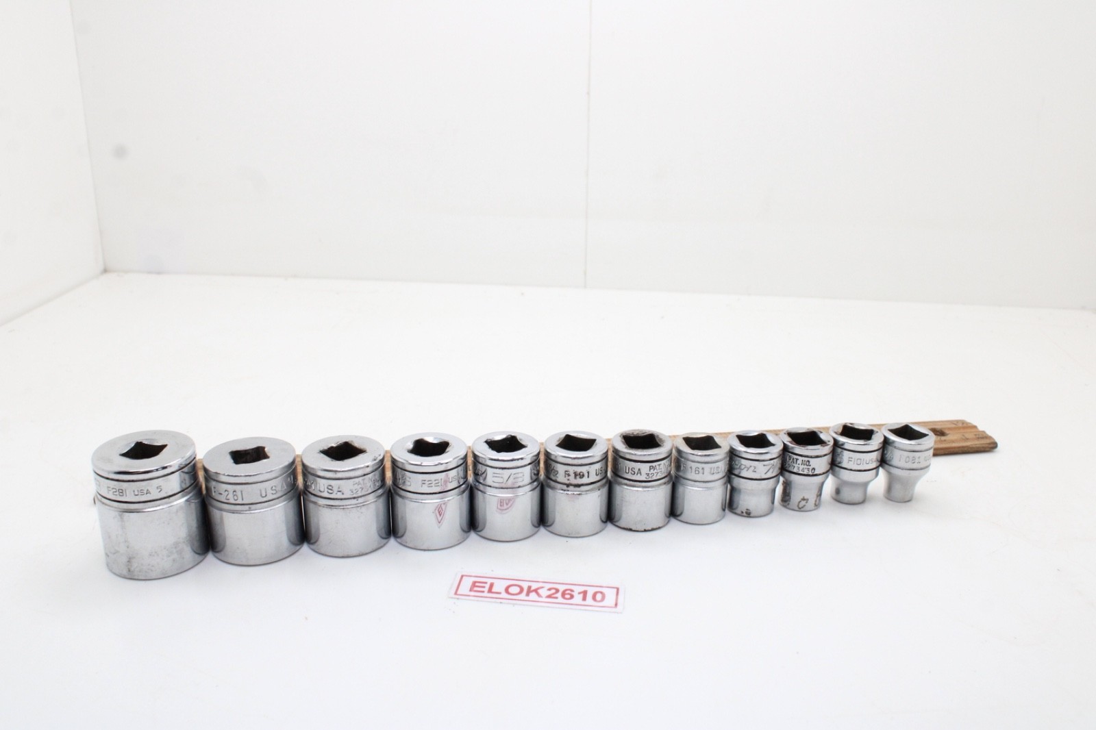 Snap-on F081 – F281 1/4-7/8″ 3/8″ Drive 12 Point 12 Piece SAE Chrome Set USA