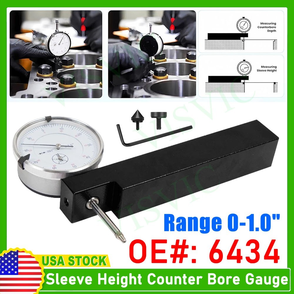 6434 Sleeve Height Counter Bore Gauge for All Diesel Engines 0.001″ Range 0-1″